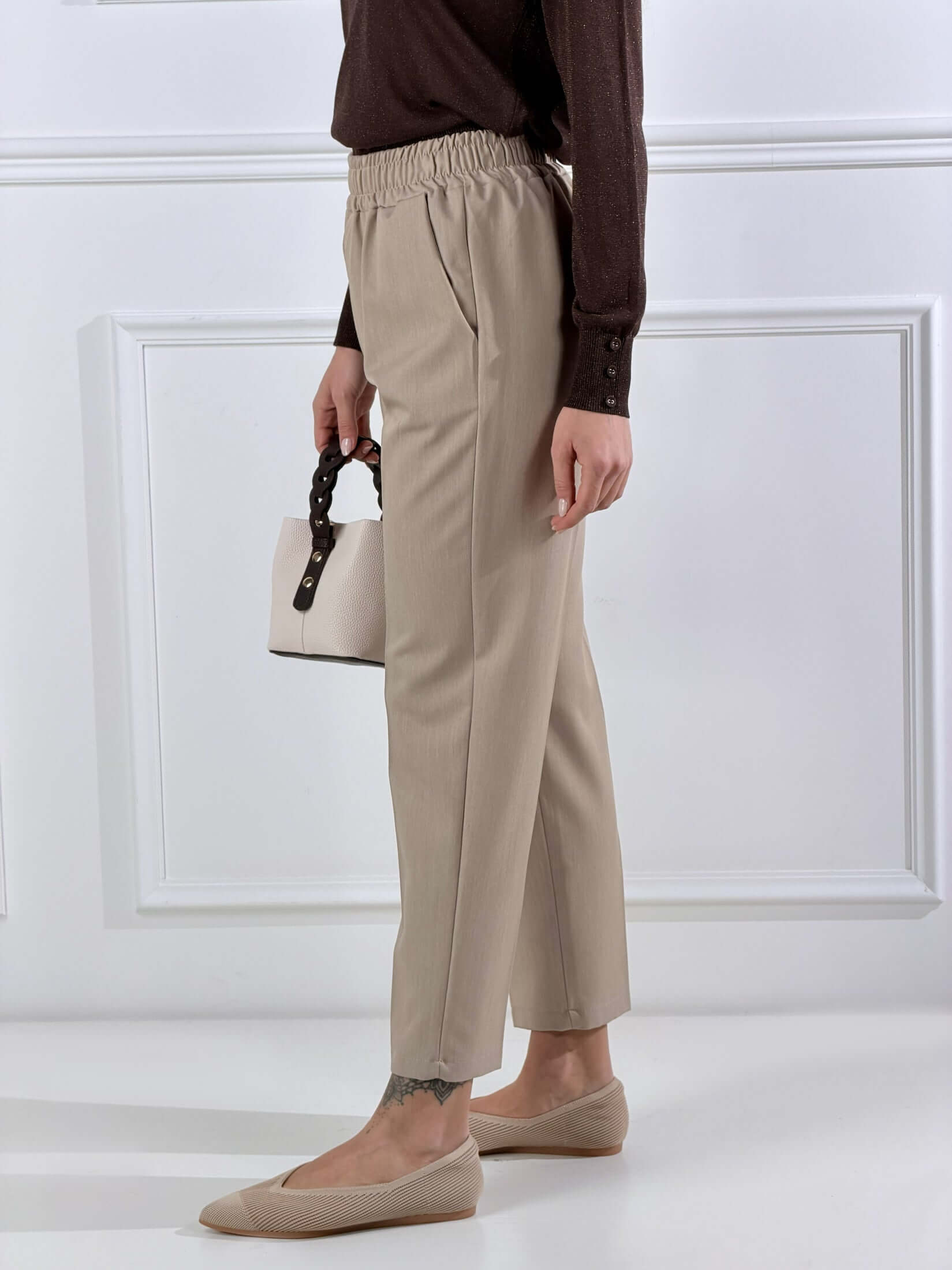Pantalone con elastico|Colore:Beige