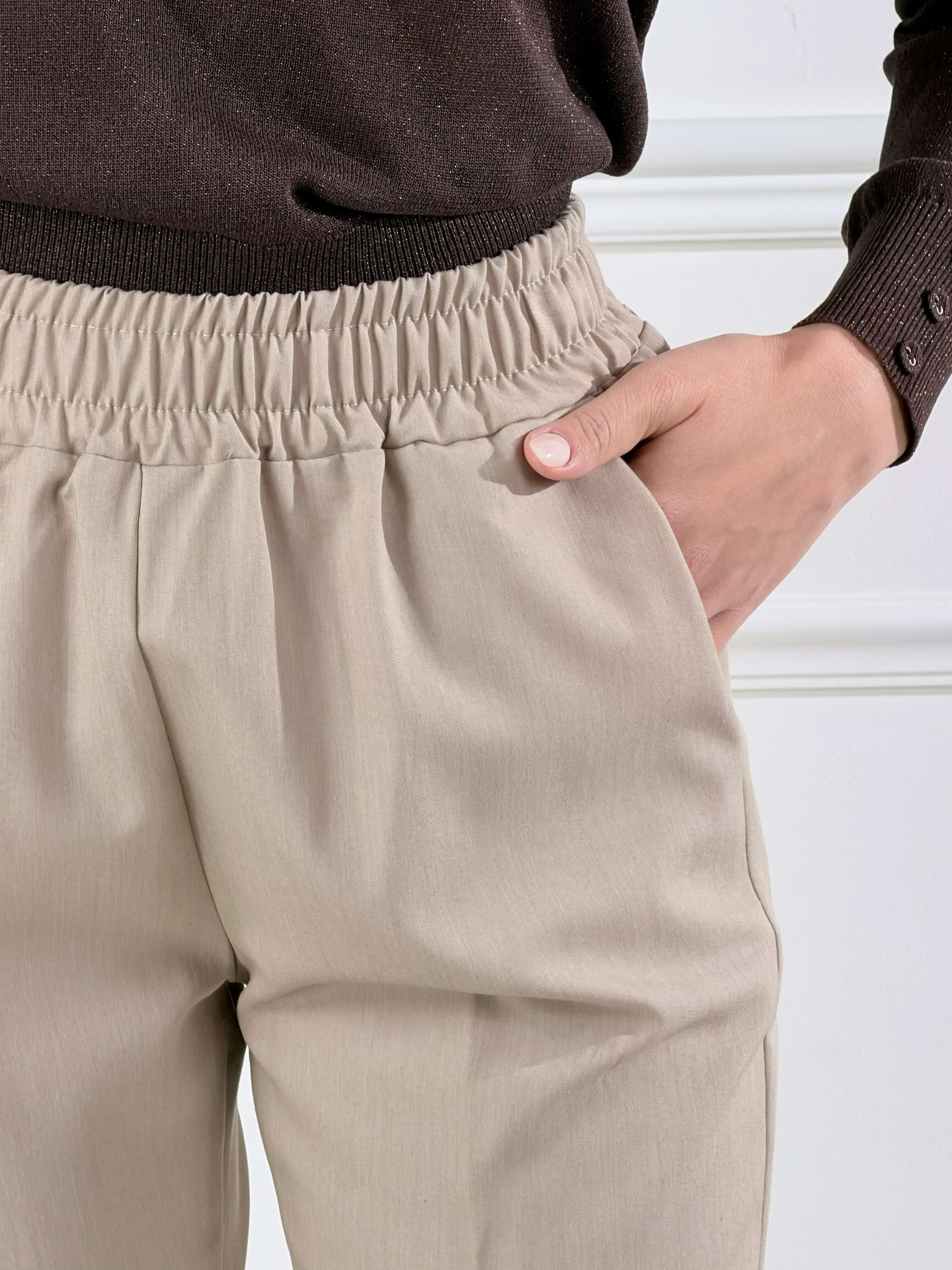 Pantalone con elastico|Colore:Beige