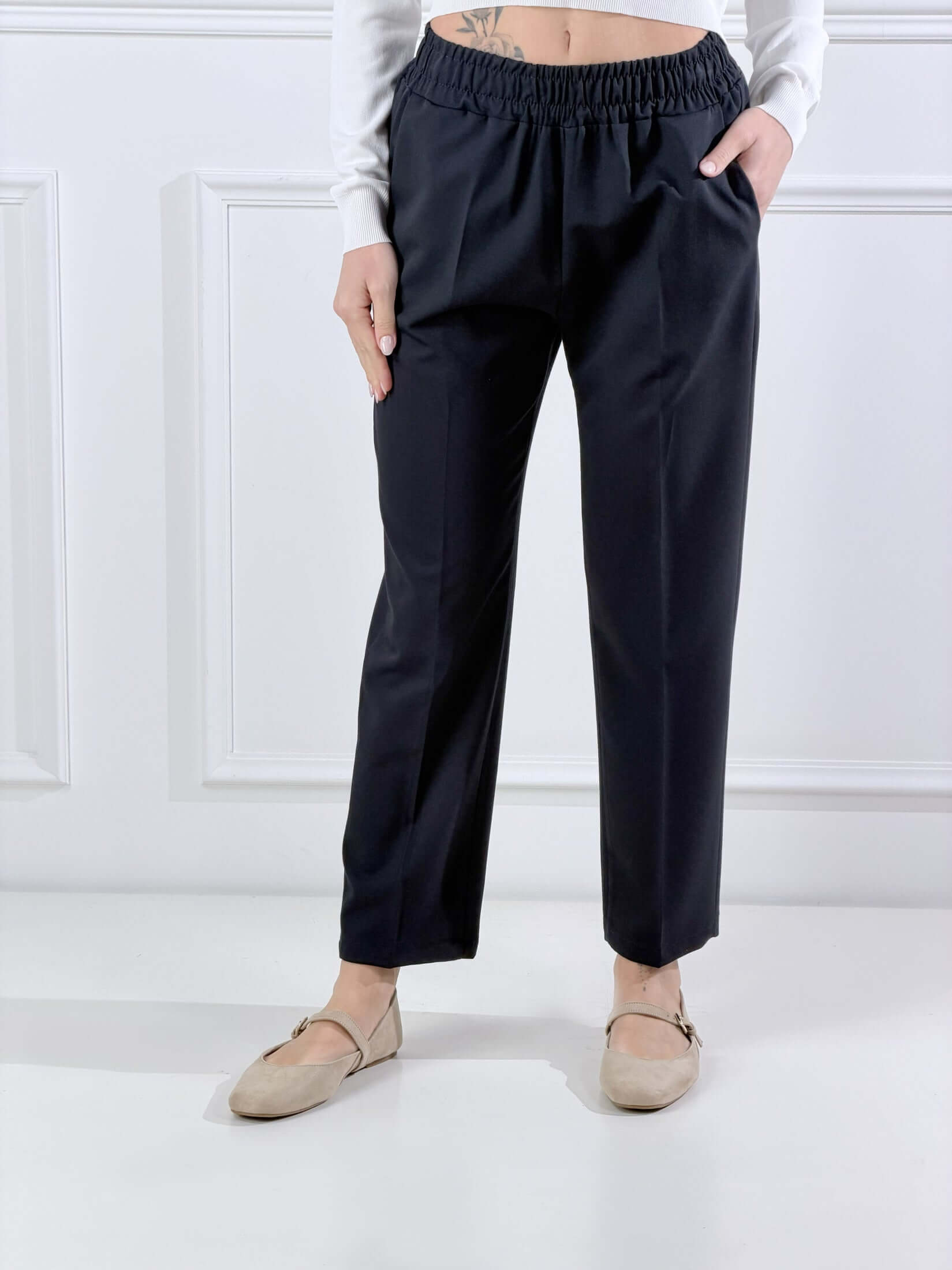 Pantalone con elastico|Colore:Blu navy