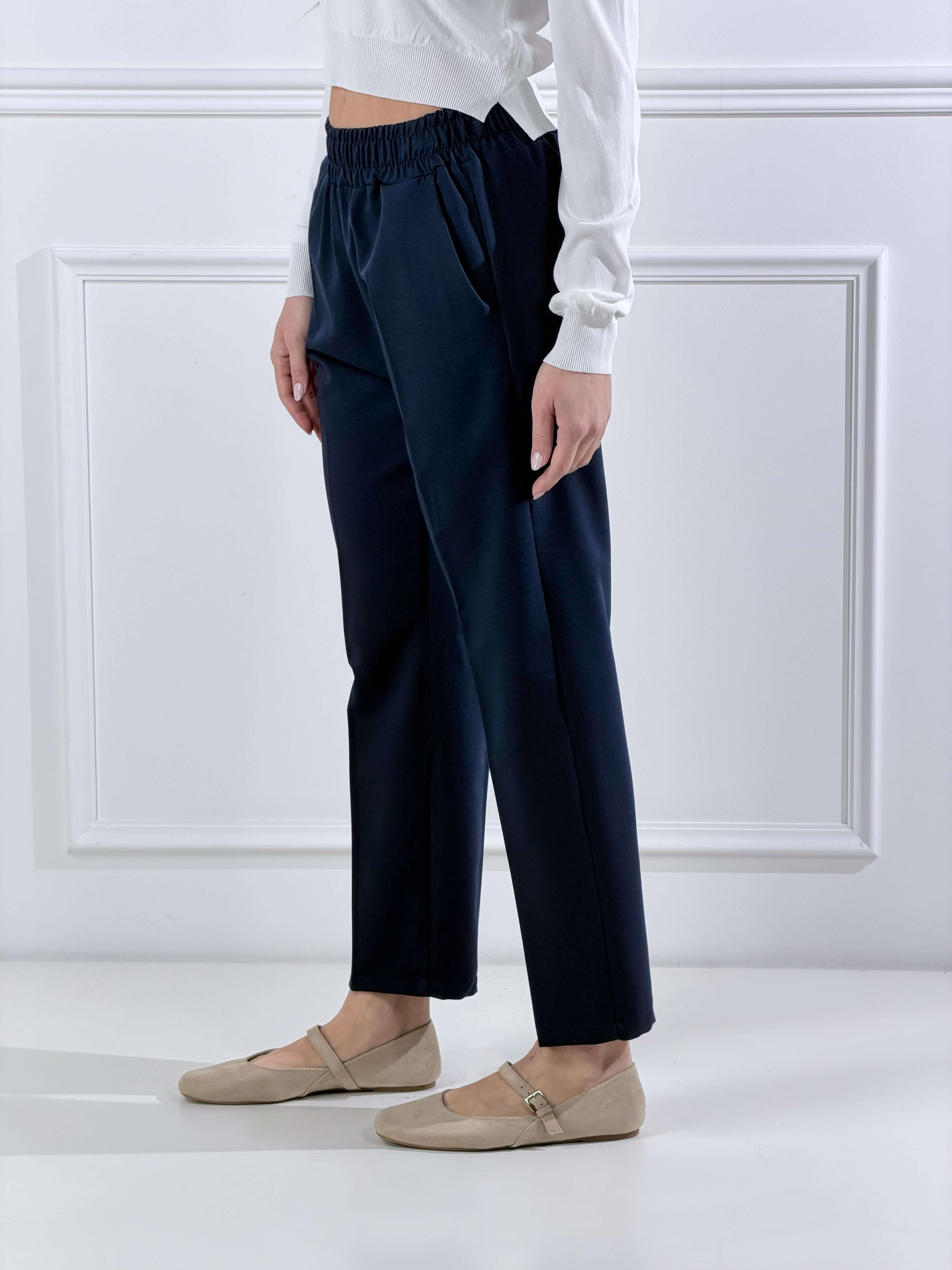 Pantalone con elastico|Colore:Blu navy