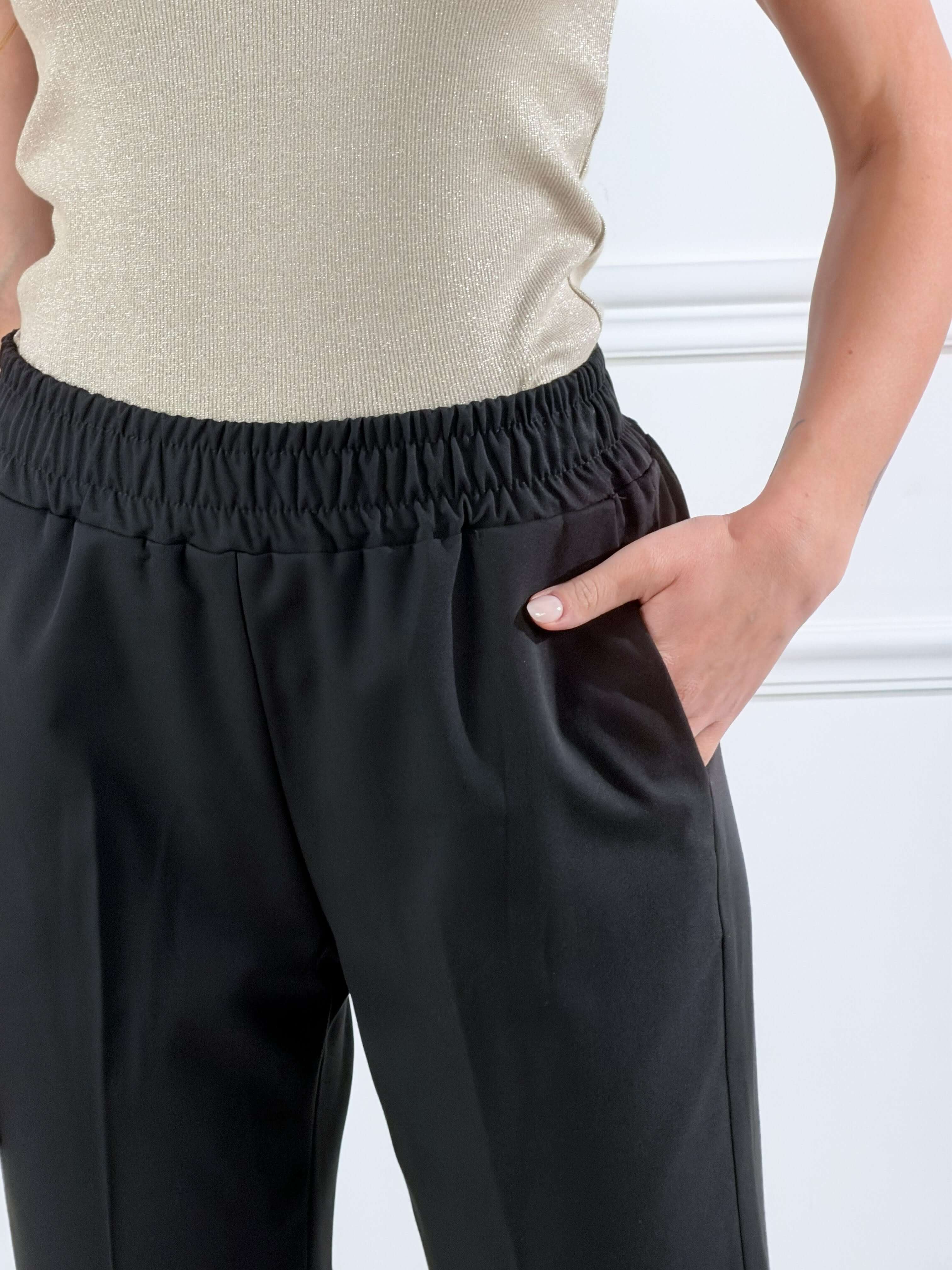 Pantalone con elastico|Colore:Nero