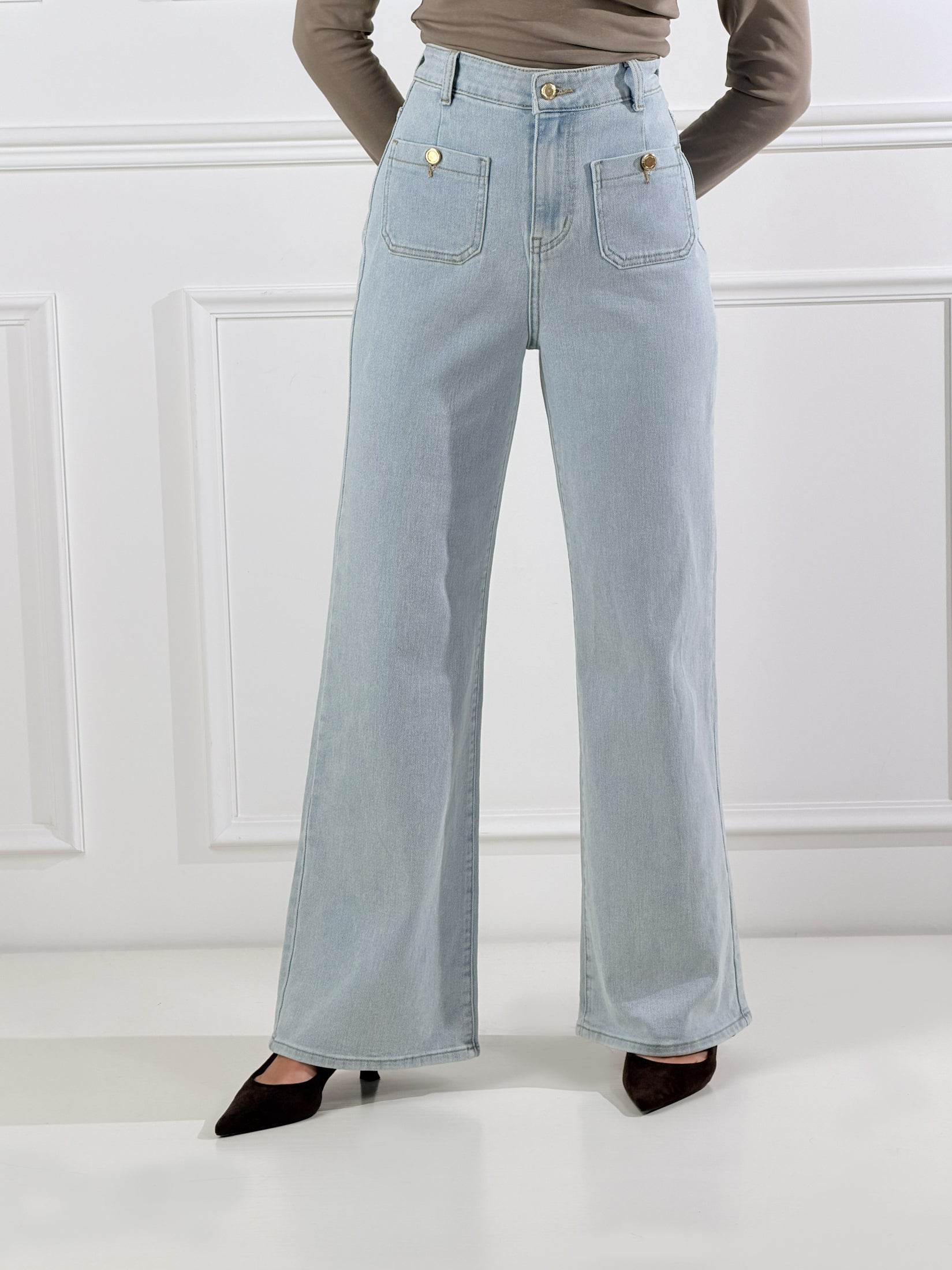 Jeans Valery con taschini|Colore:Blu chiaro