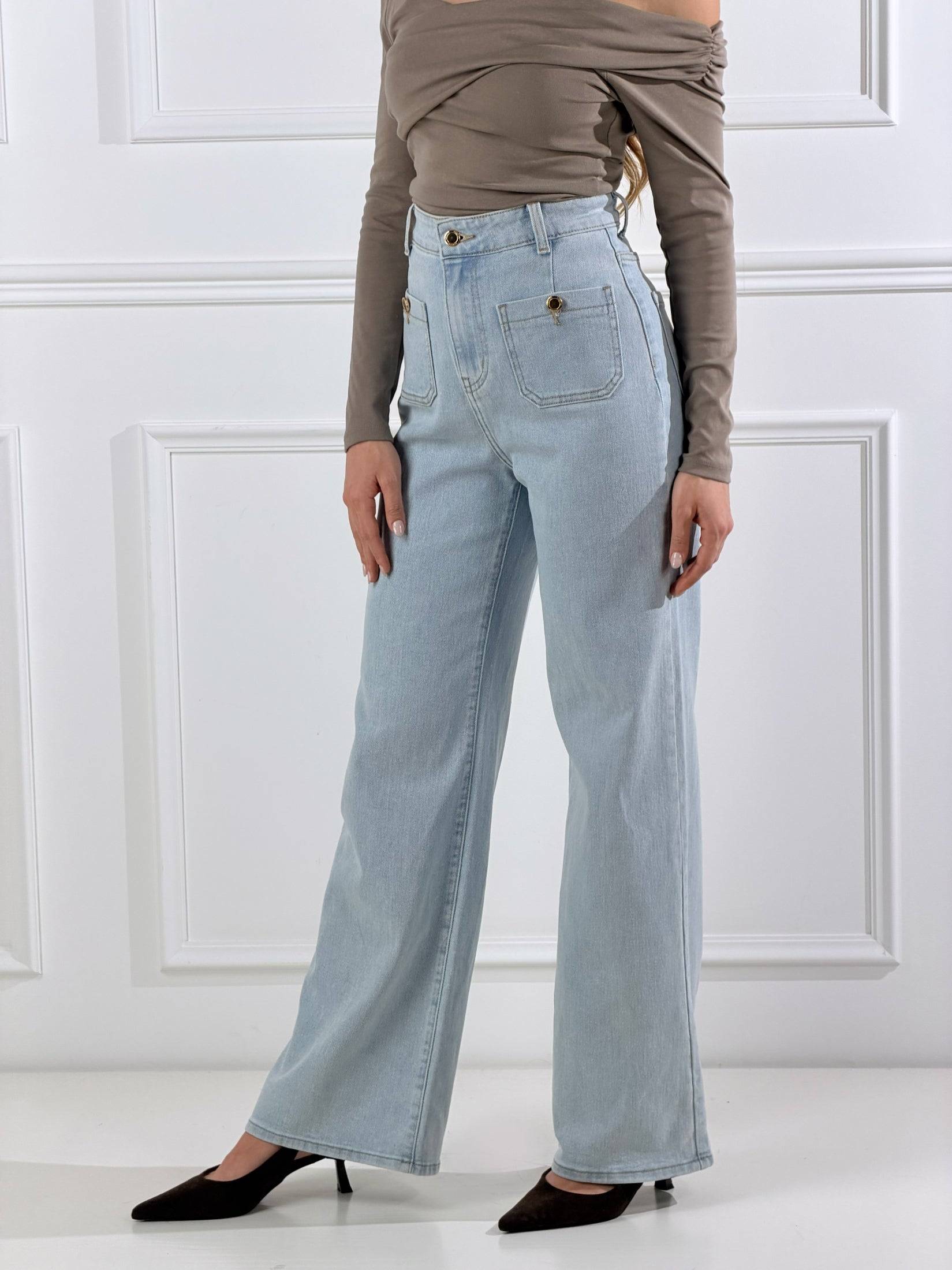 Jeans Valery con taschini|Colore:Blu chiaro