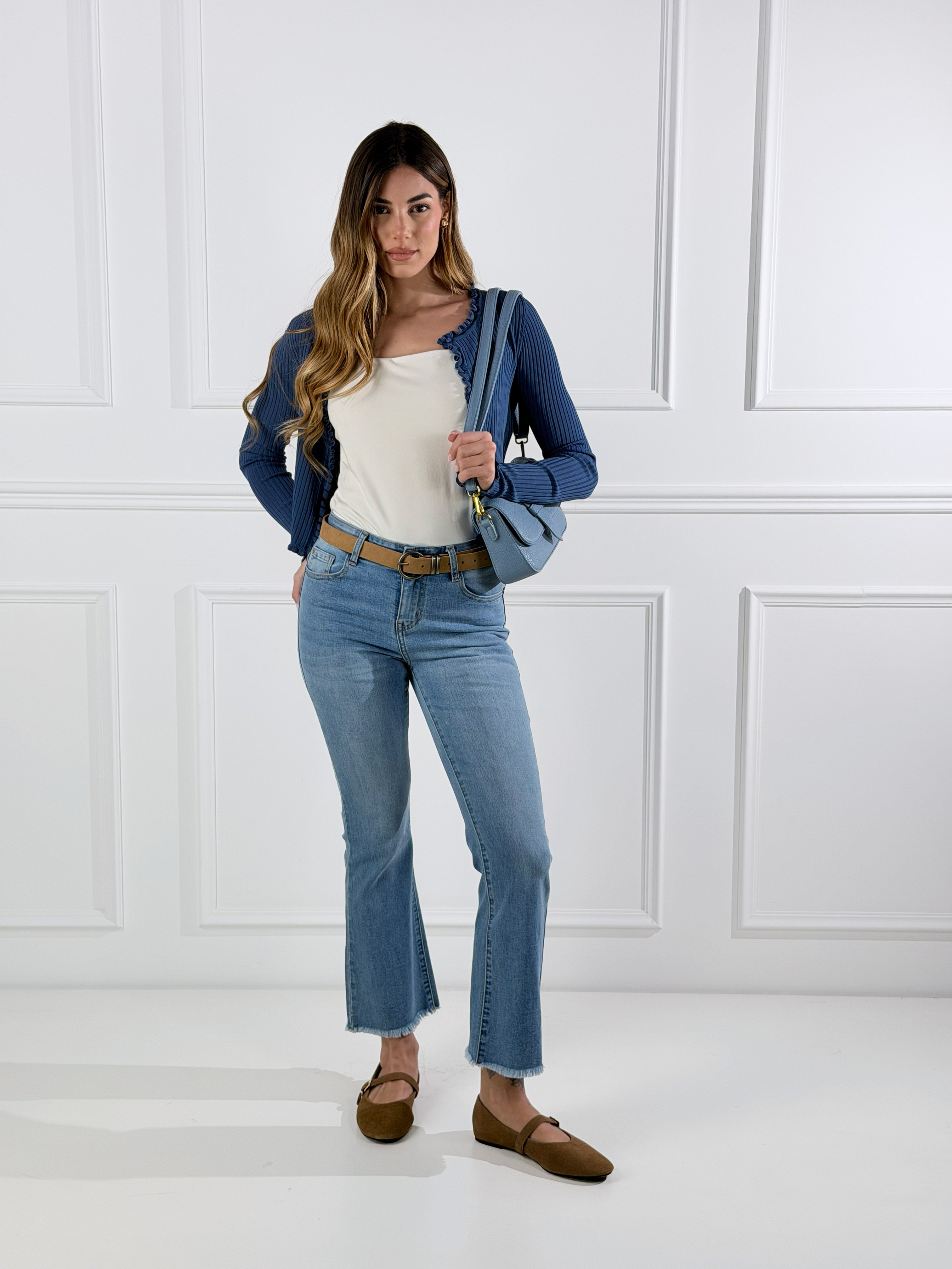Jeans capri zampetta|Colore:Blu medio
