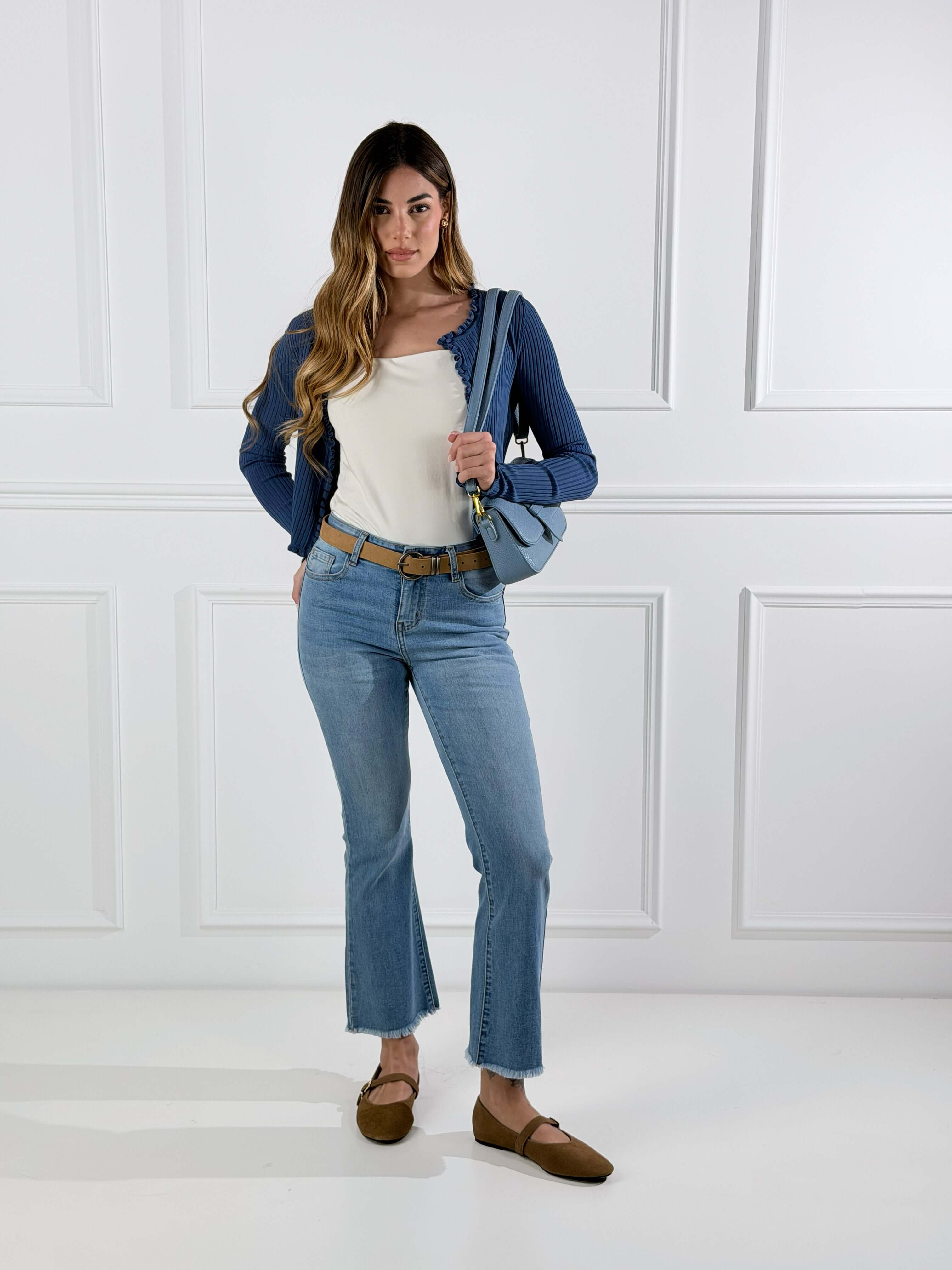 Jeans capri zampetta|Colore:Blu medio