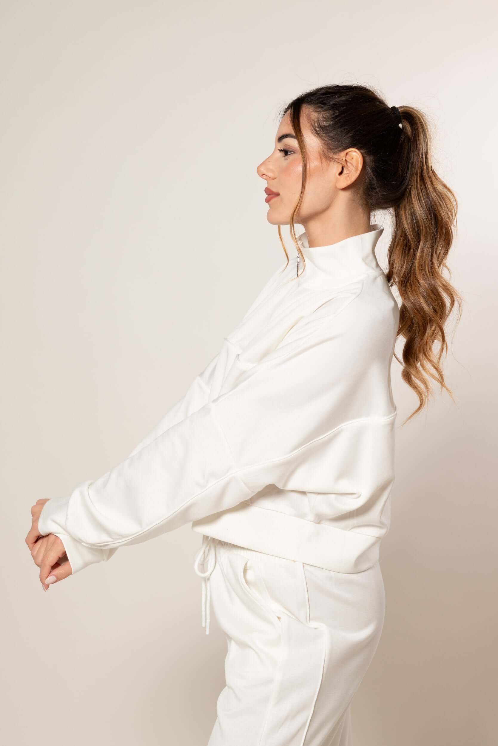 Tuta con profili a contrasto|Colore:Bianco