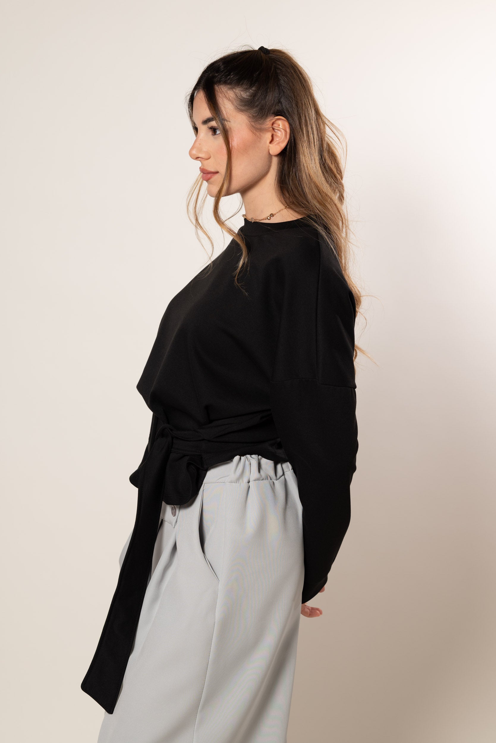 Felpa con cinta|Colore:Nero