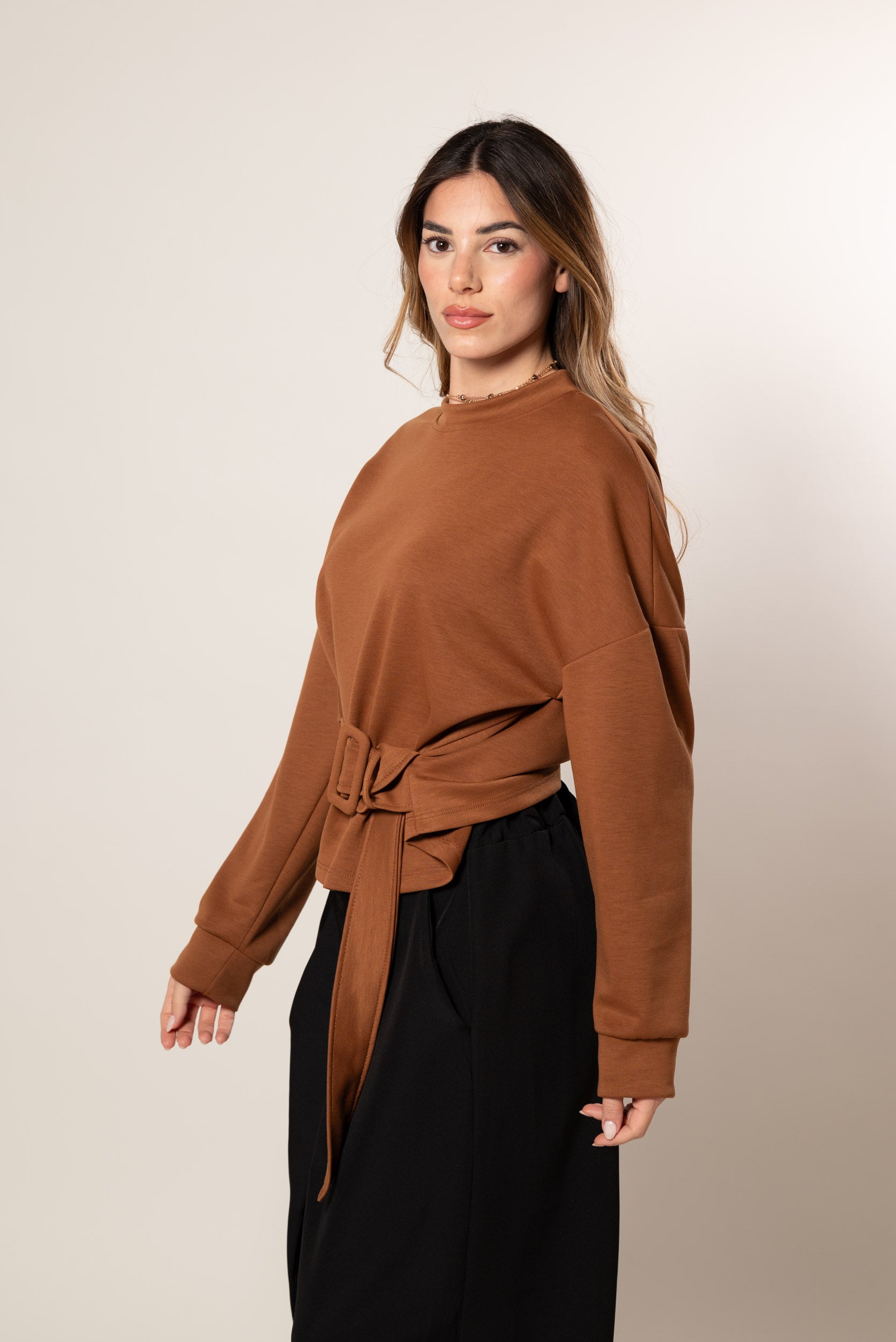 Felpa con cinta|Colore:Tabacco