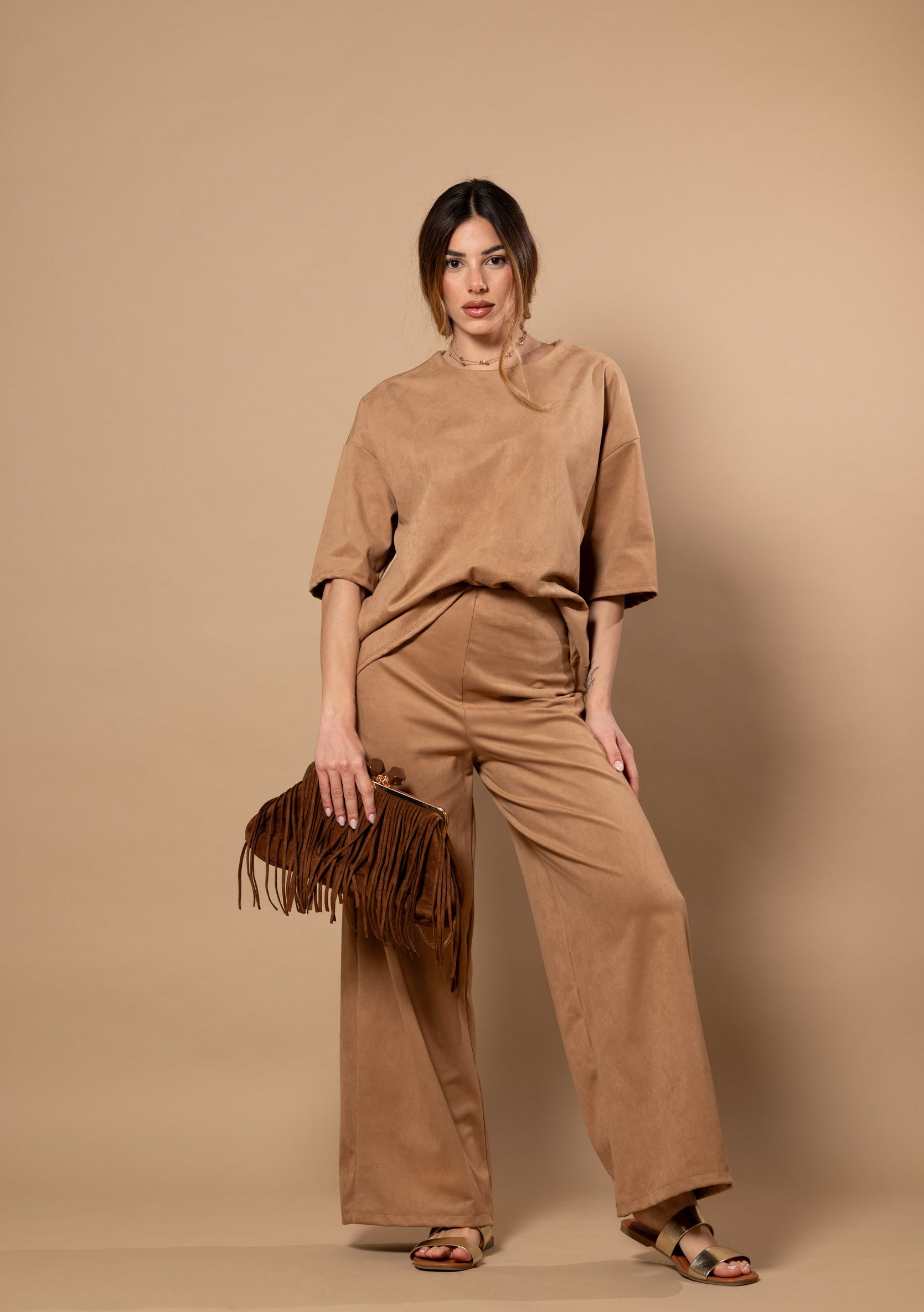 Maglia suede effetto scamosciato|Colore:Cammello