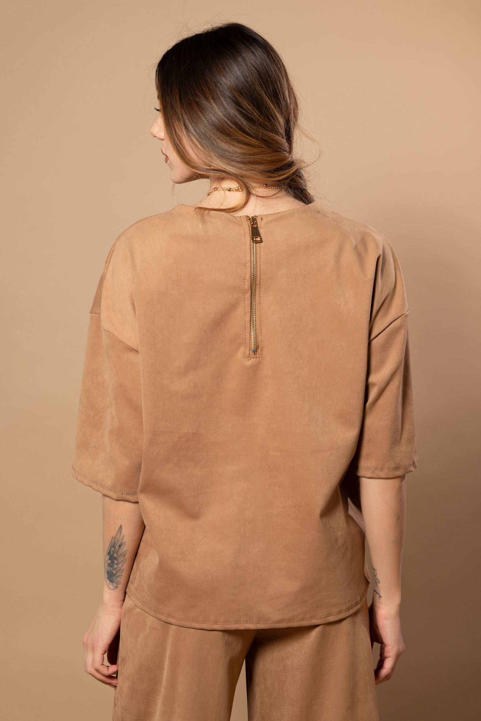 Maglia suede effetto scamosciato|Colore:Cammello