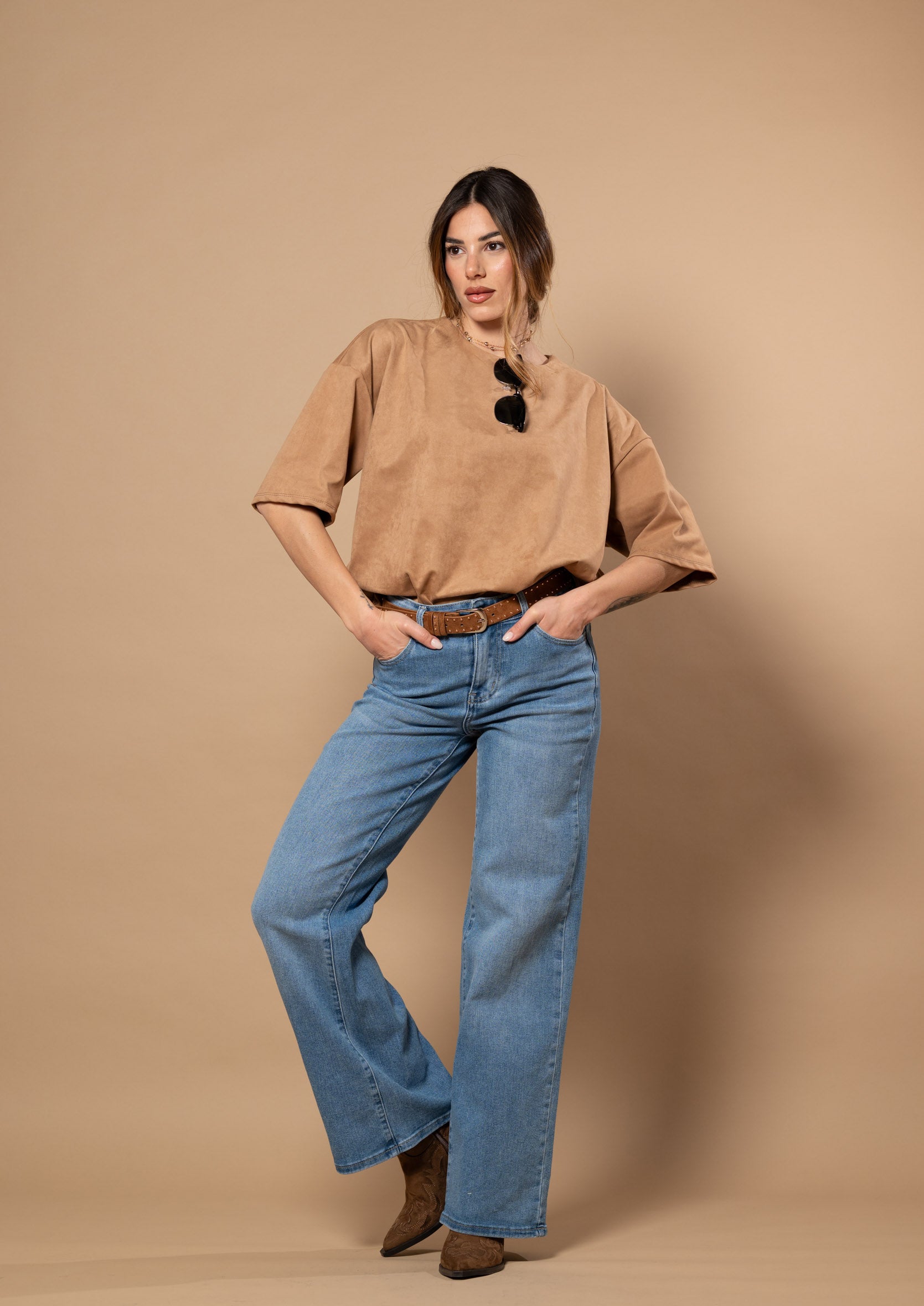 Maglia suede effetto scamosciato|Colore:Cammello