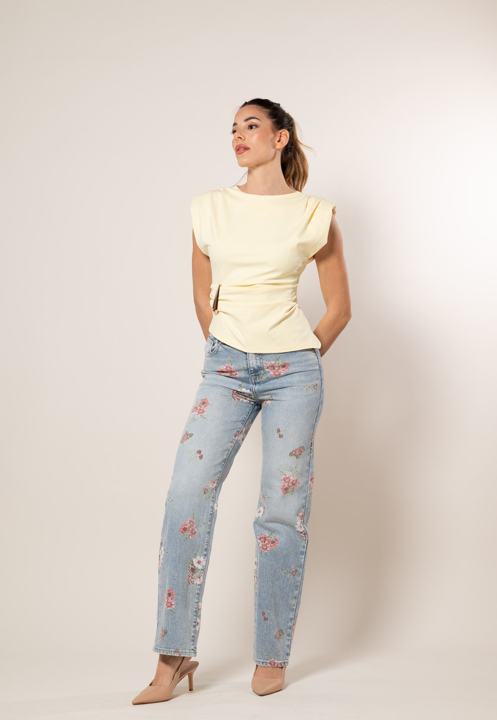 Maglia groffata con accessorio|Colore:Giallo