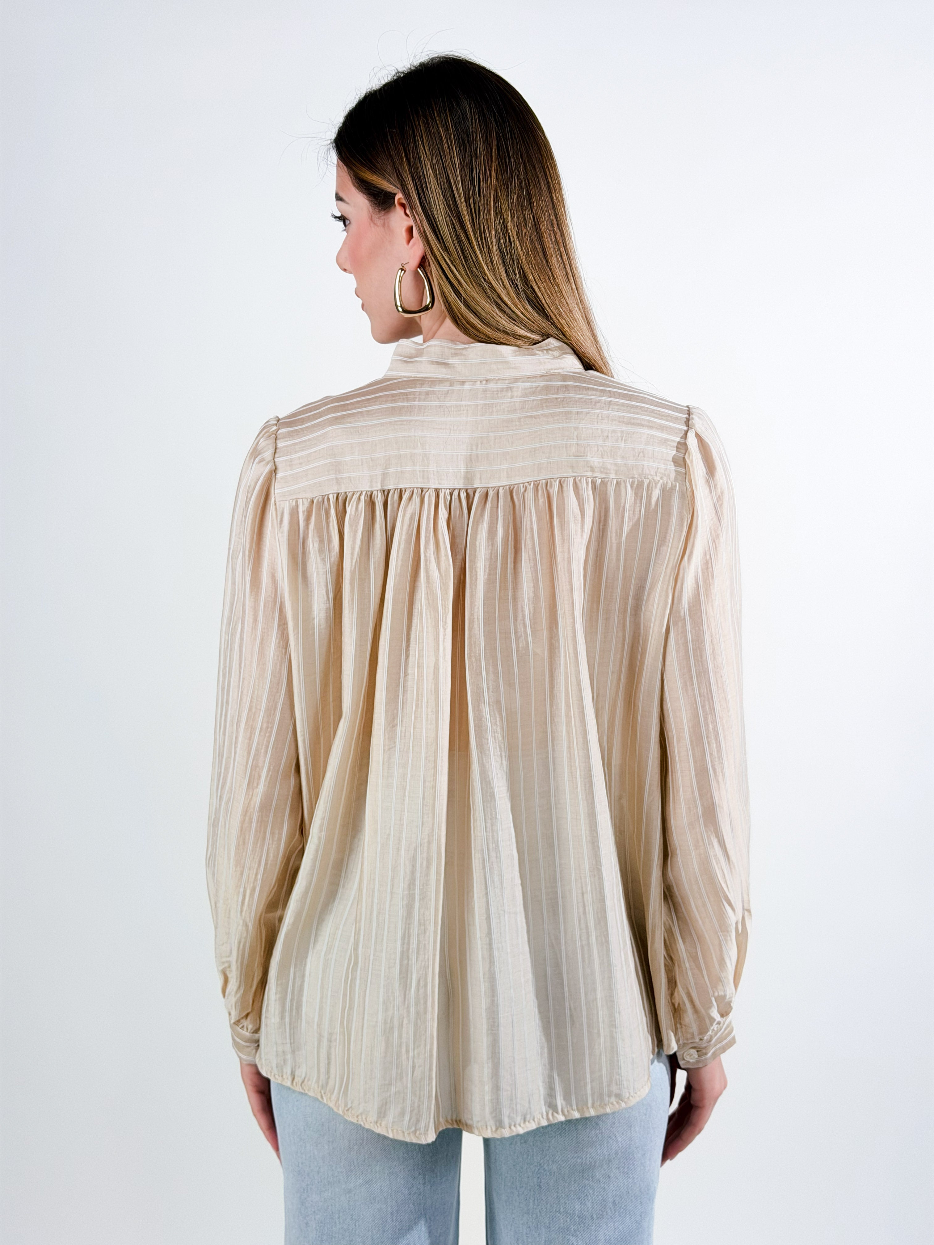 Blusa con fiocco|Colore:Beige