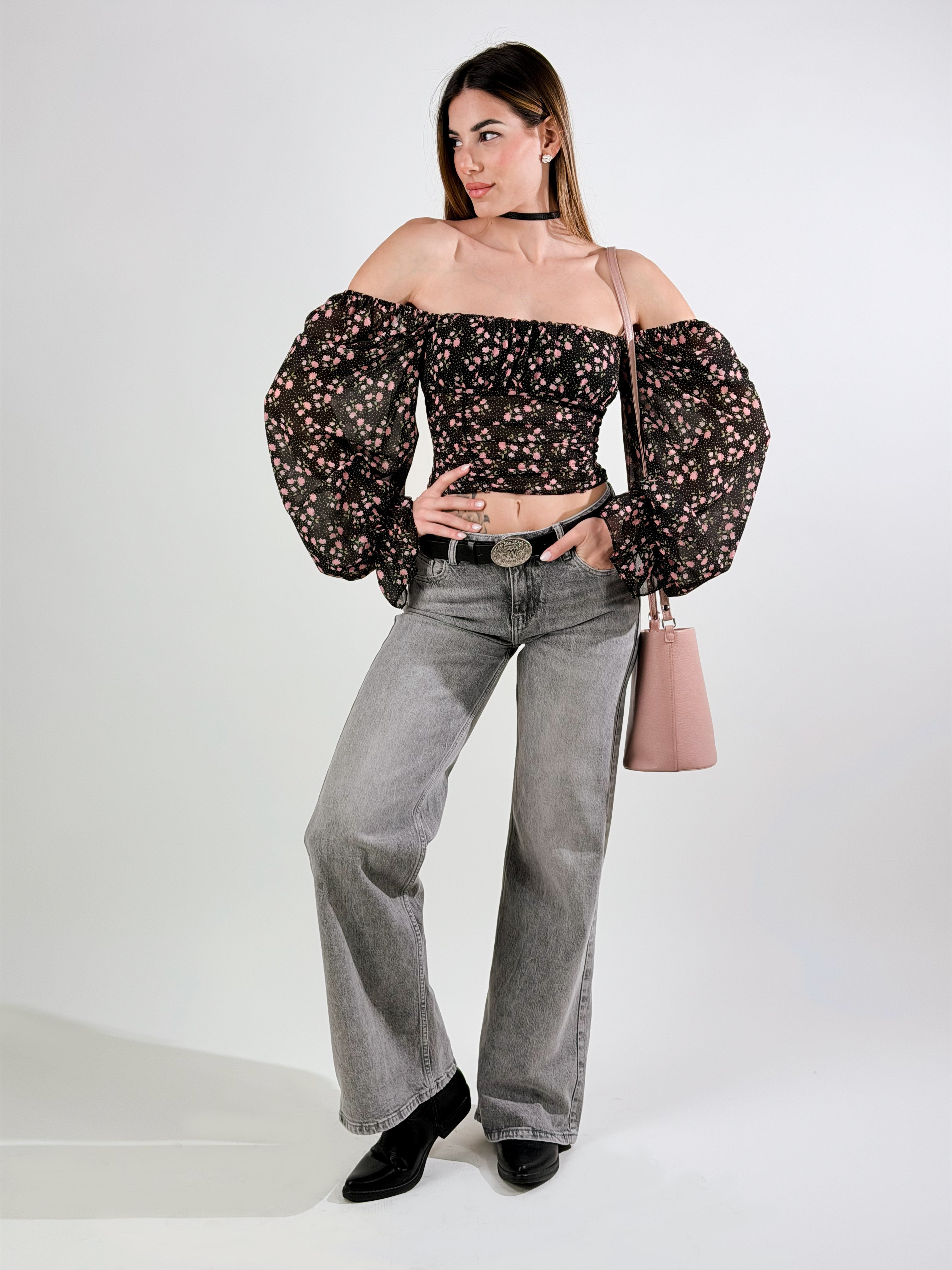 Blusa Bardot|Colore:Nero