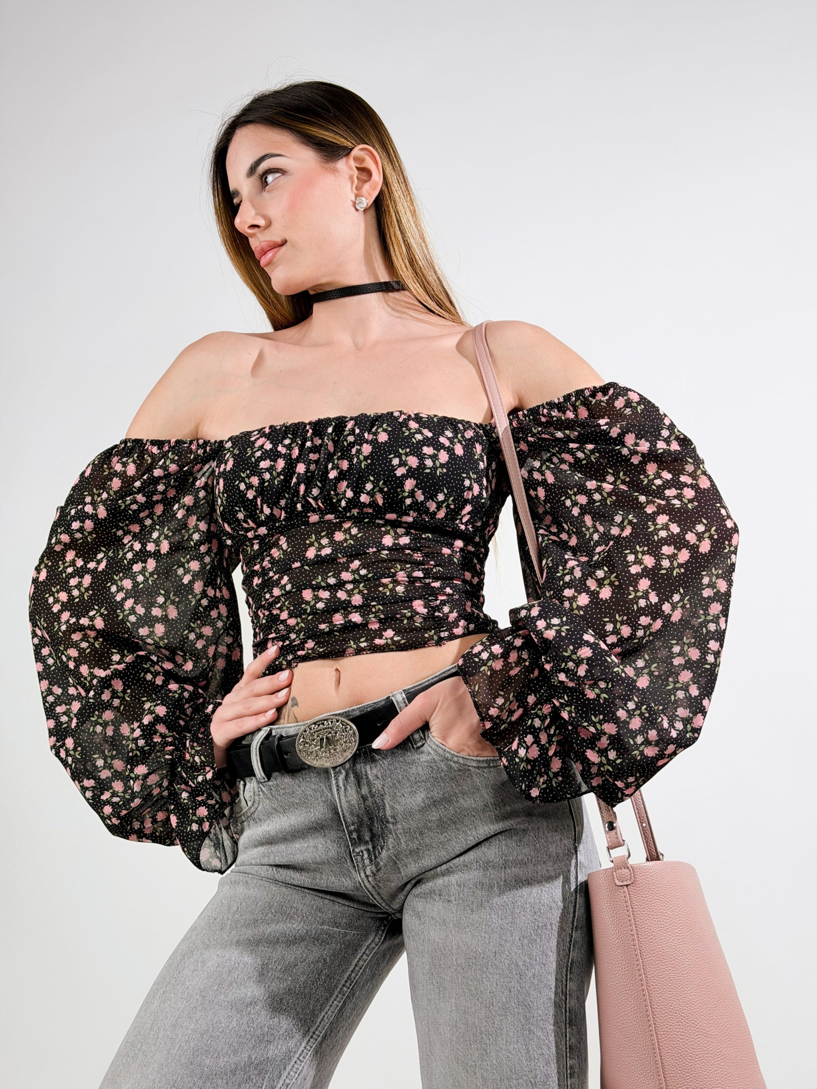 Blusa Bardot|Colore:Nero