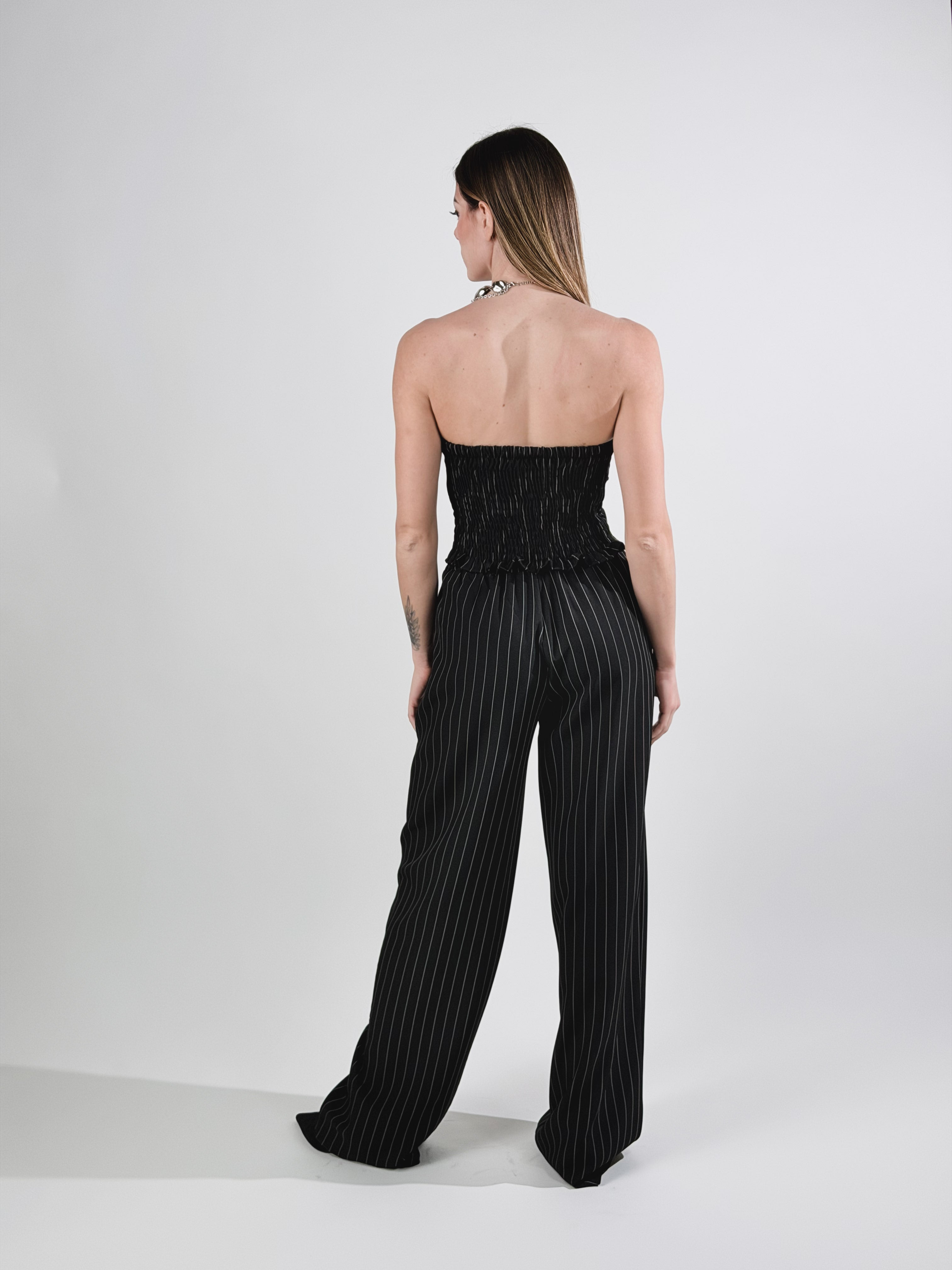 Coordinato gessato|Colore:Nero