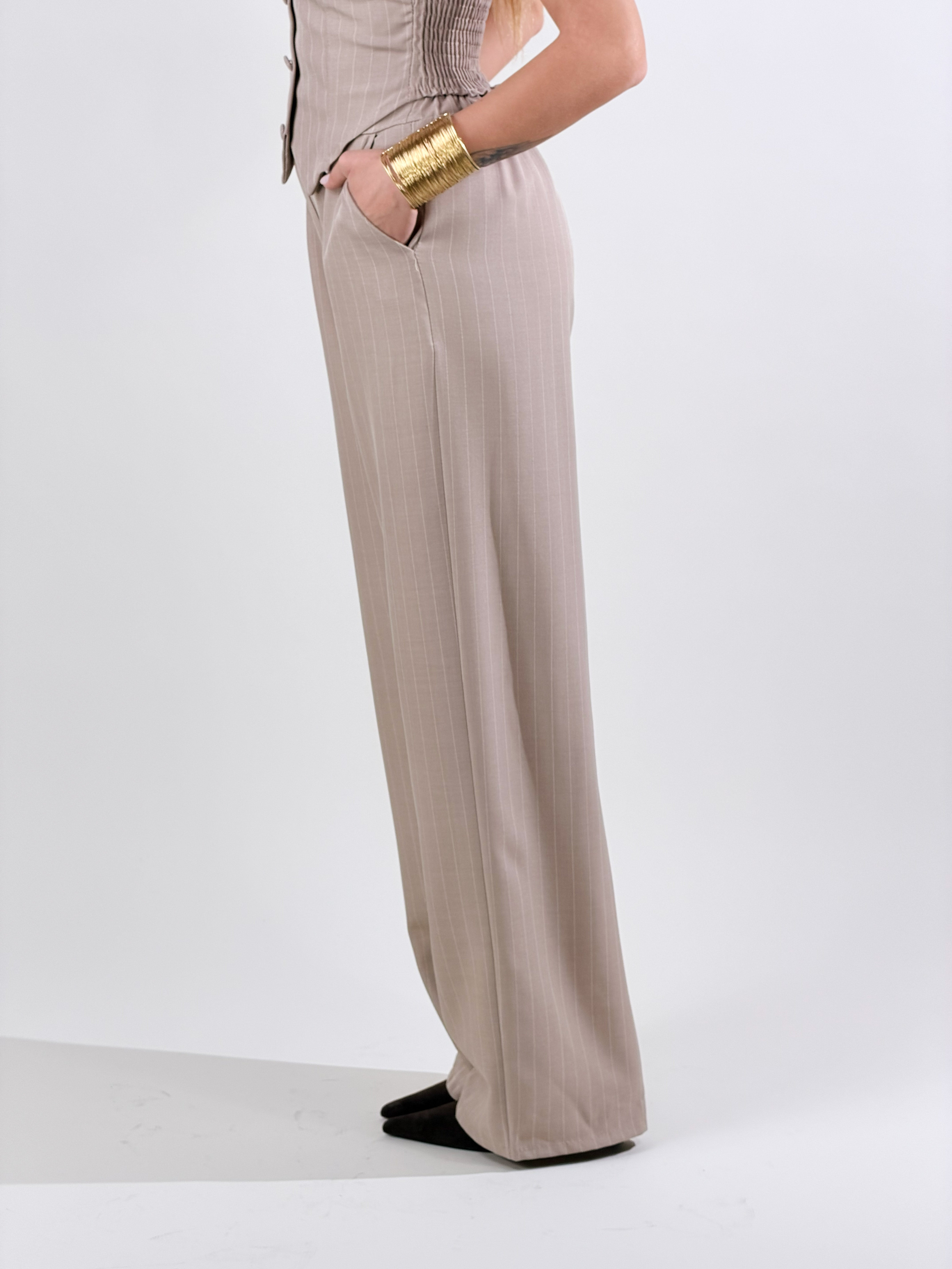 Coordinato gessato|Colore:Cammello