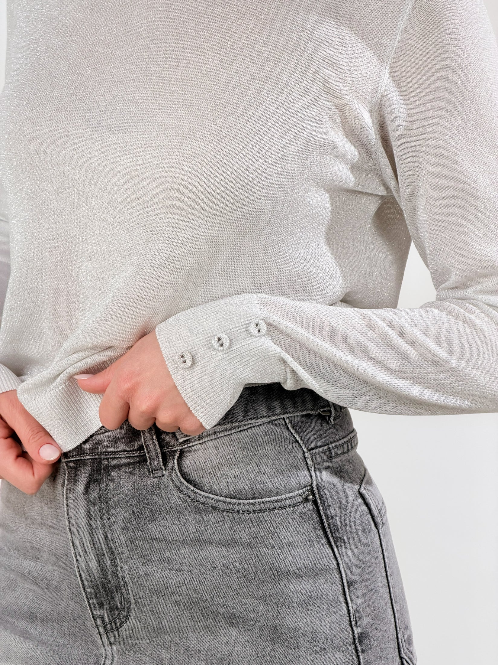 Maglia girocollo lurex|Colore:Bianco