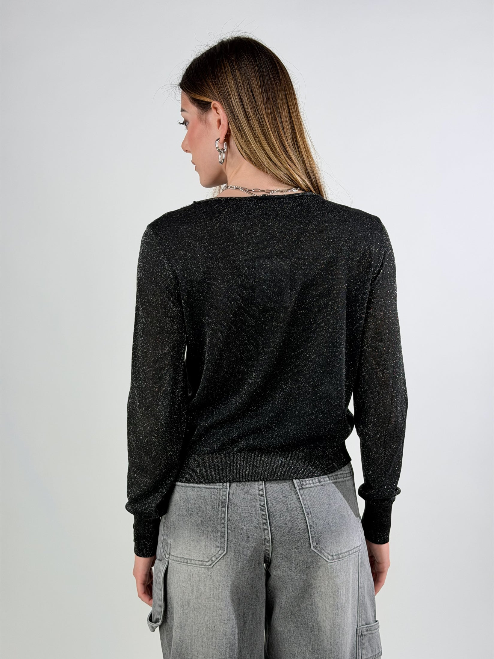 Maglia girocollo lurex|Colore:Nero