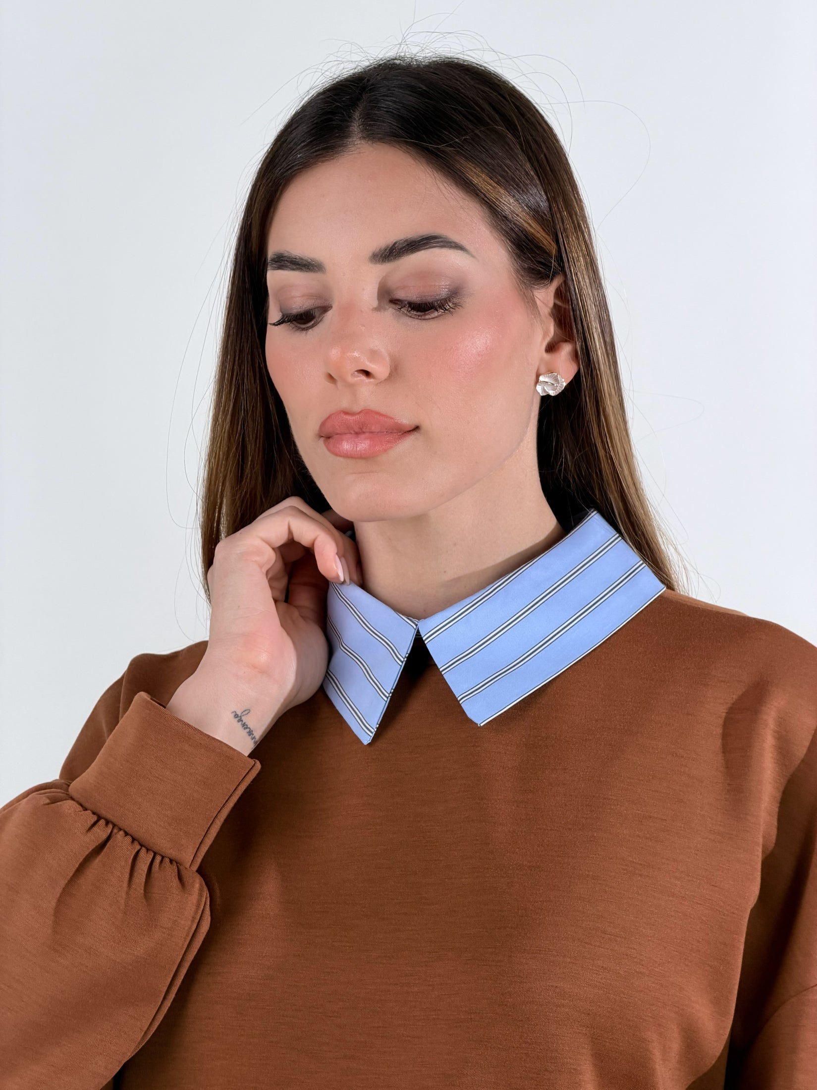Felpa con camicia|Colore:Tabacco