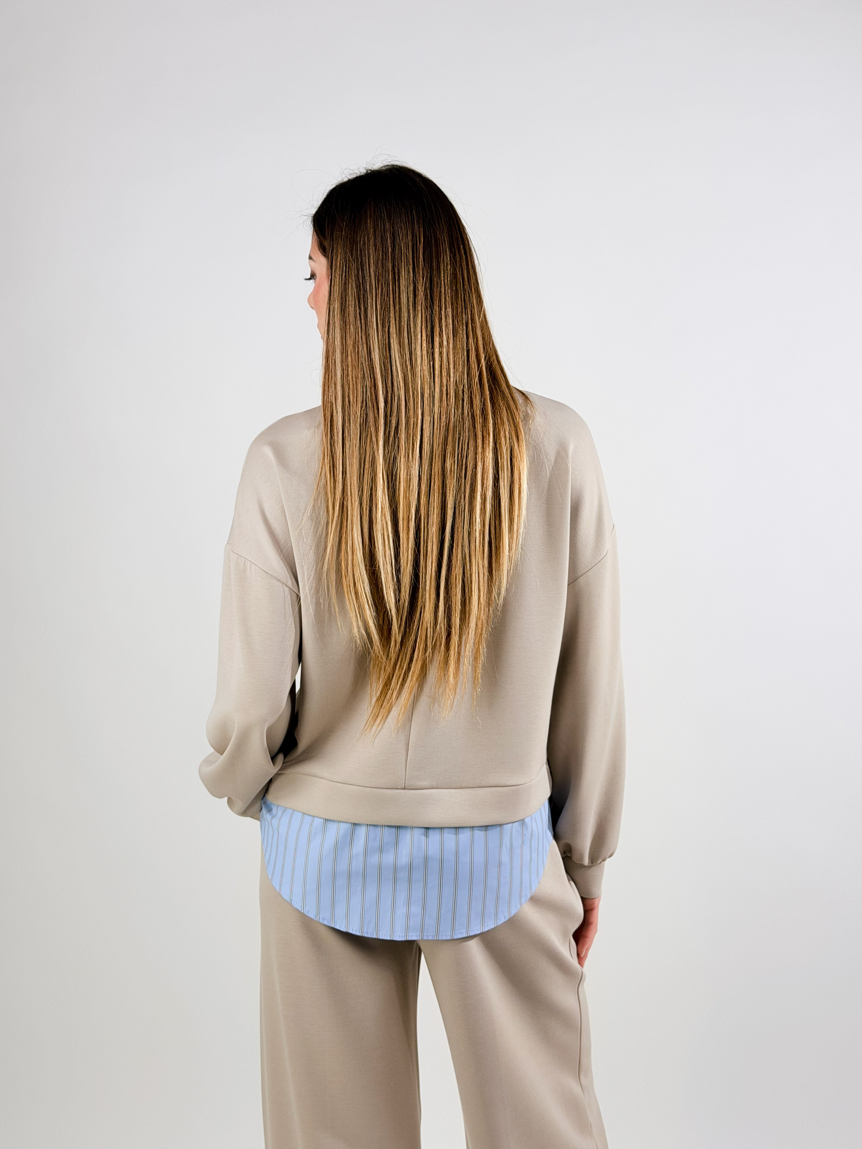 Felpa con camicia|Colore:Beige