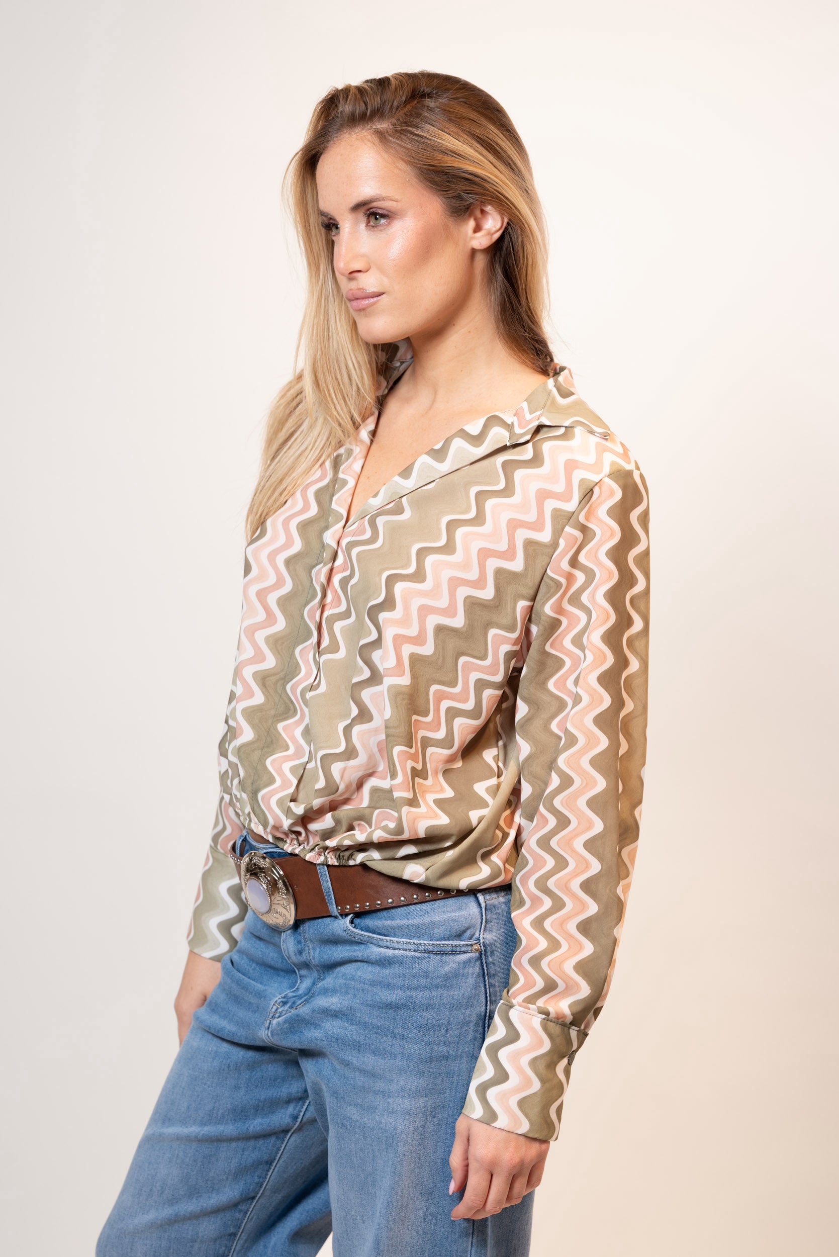 Camicia Ballon zig zag|Colore:Verde militare