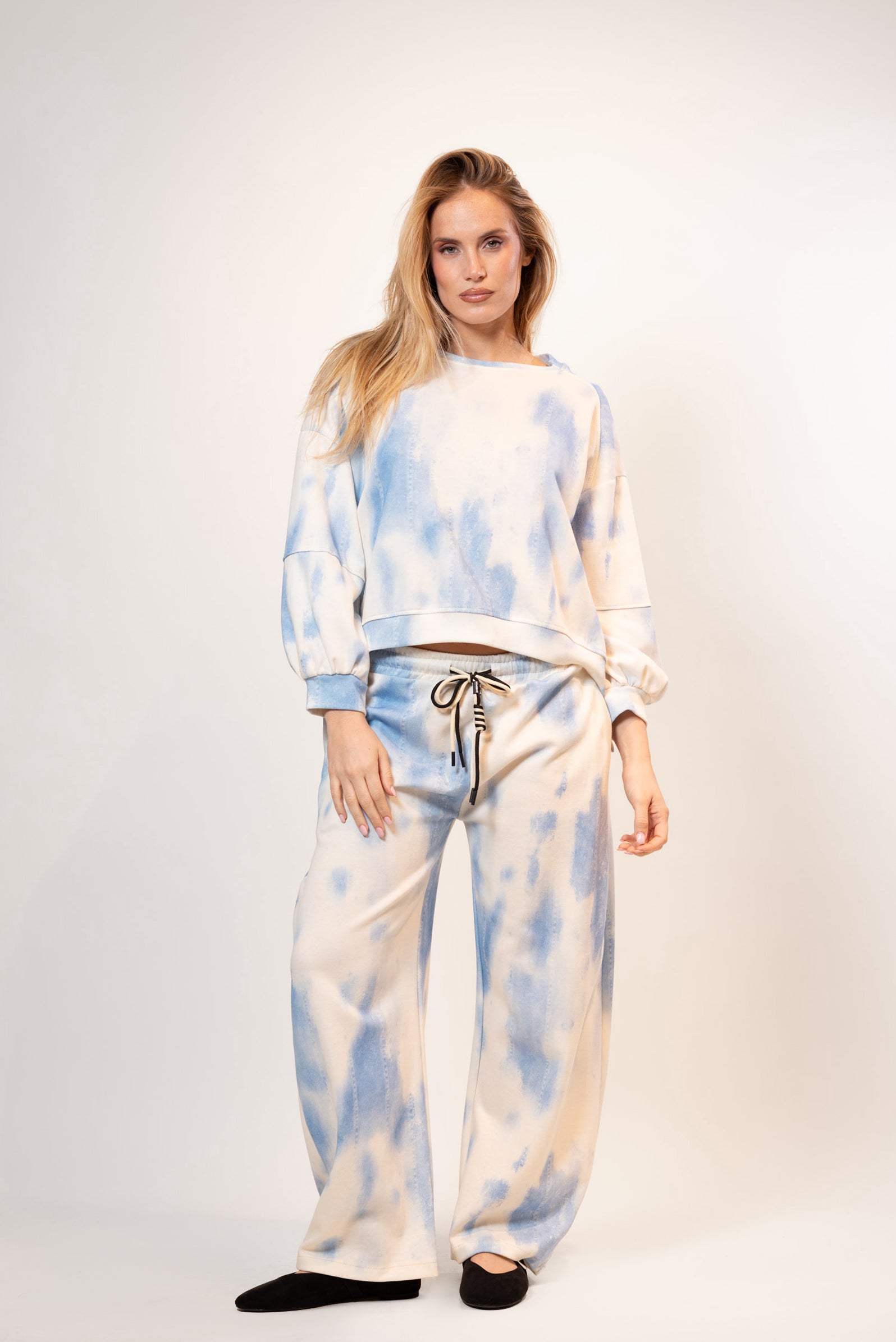 Panta felpa tie-dye|Colore:Celeste