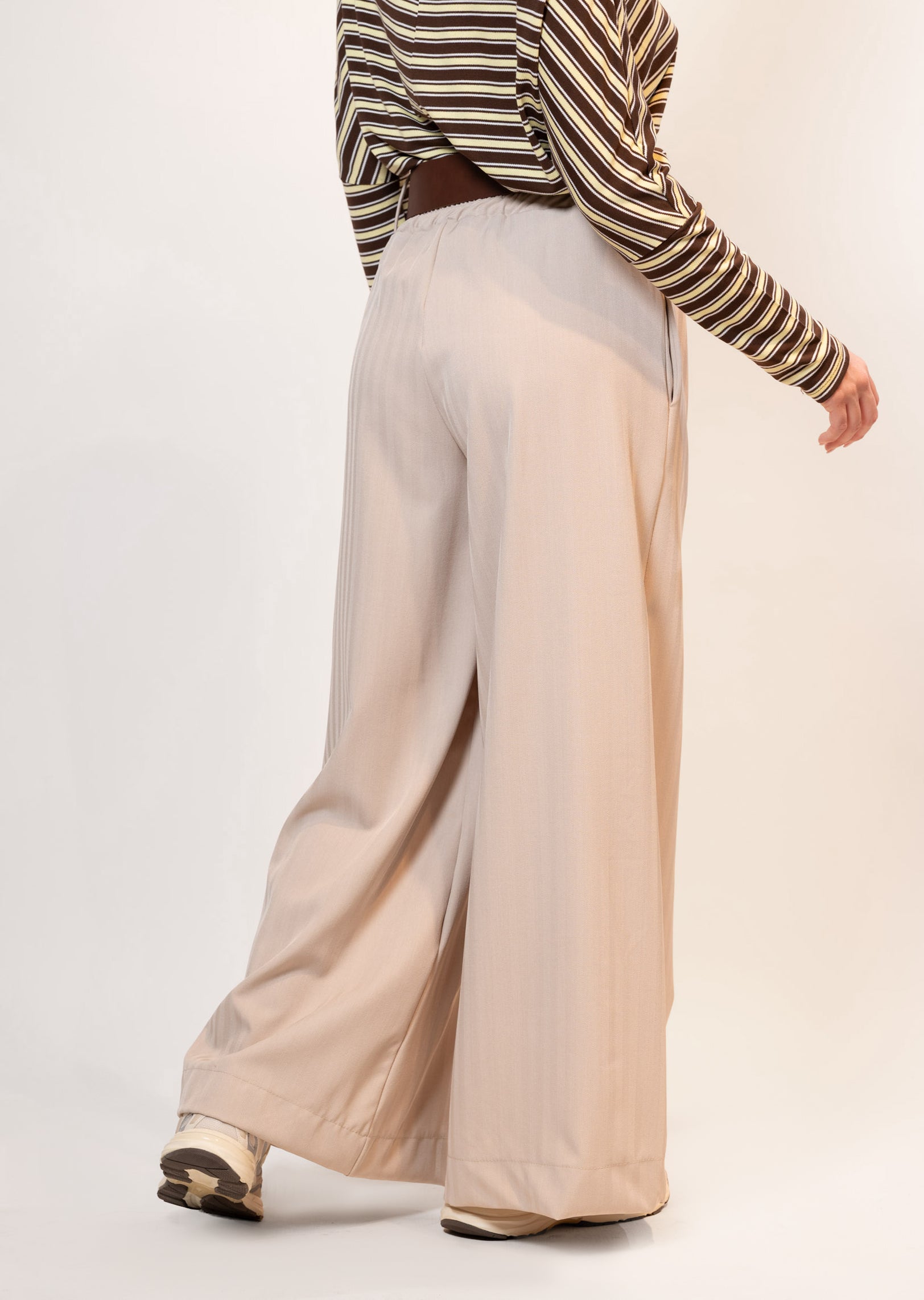 Pantalone Palazzo con cintura|Colore:Beige