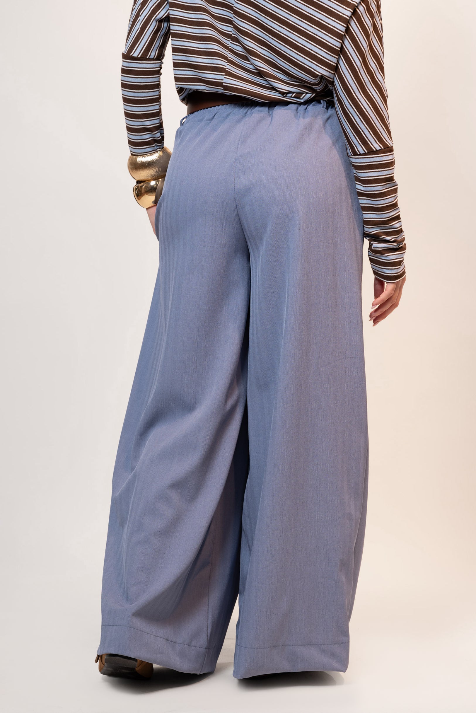 Pantalone Palazzo con cintura|Colore:Jeans