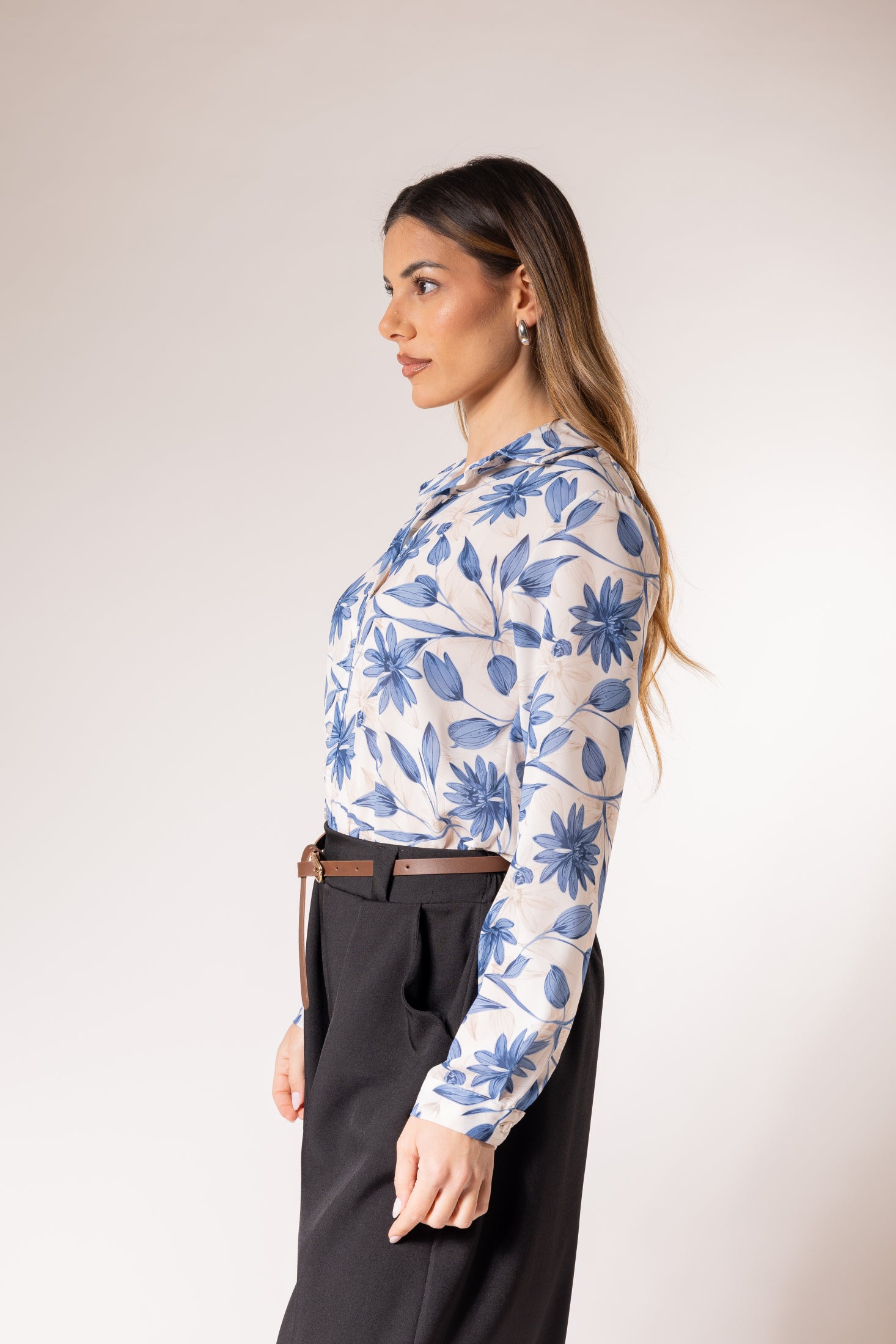 Camicia Fantasia fiore|Colore:Blu
