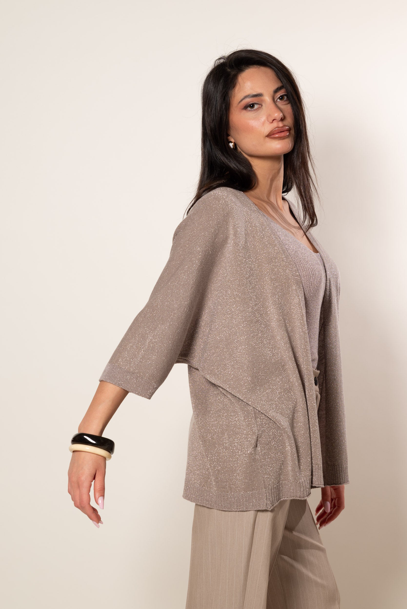 Kimono lurex|Colore:Fango melange