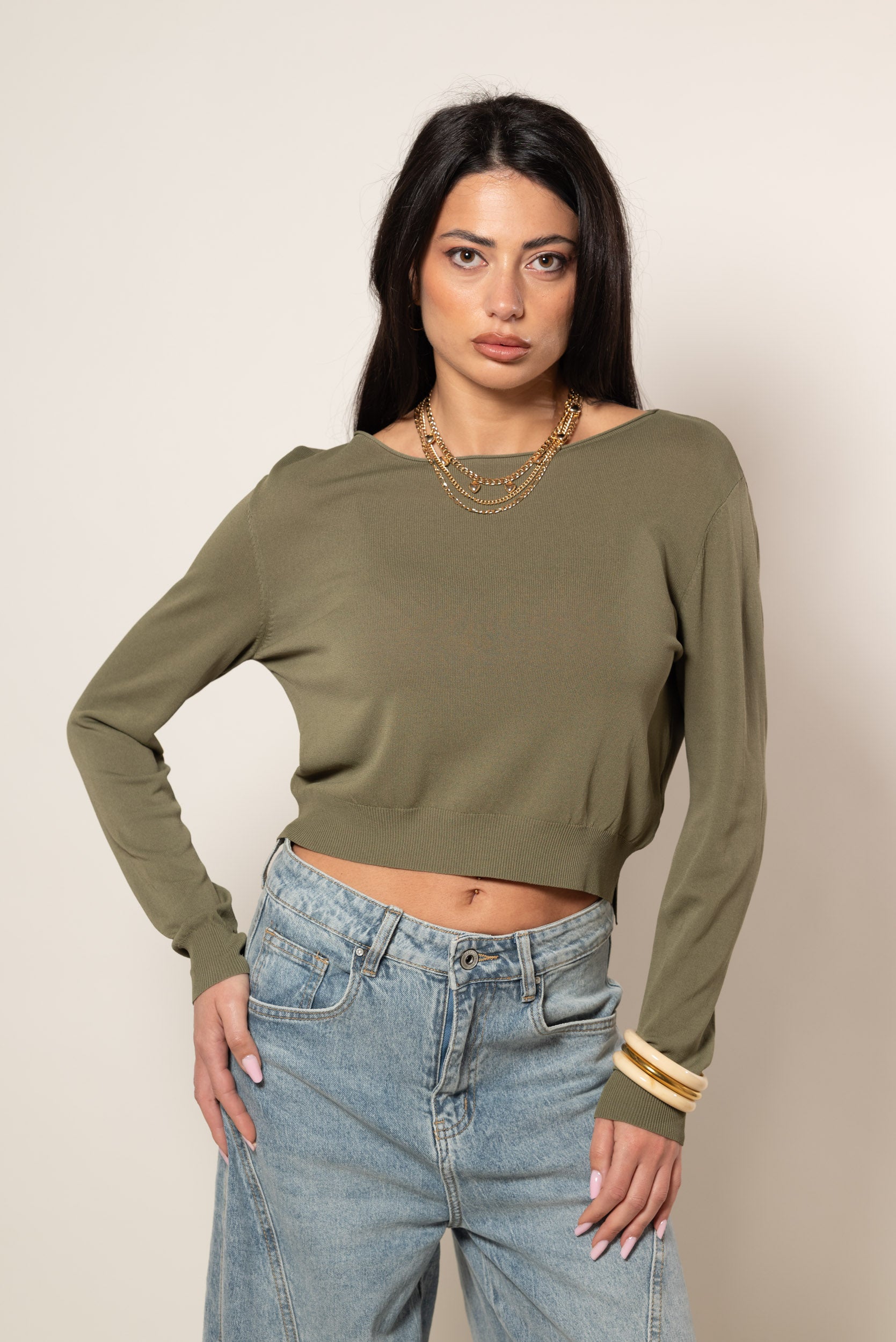 Maglia Scollo a Barca|Colore:Salvia