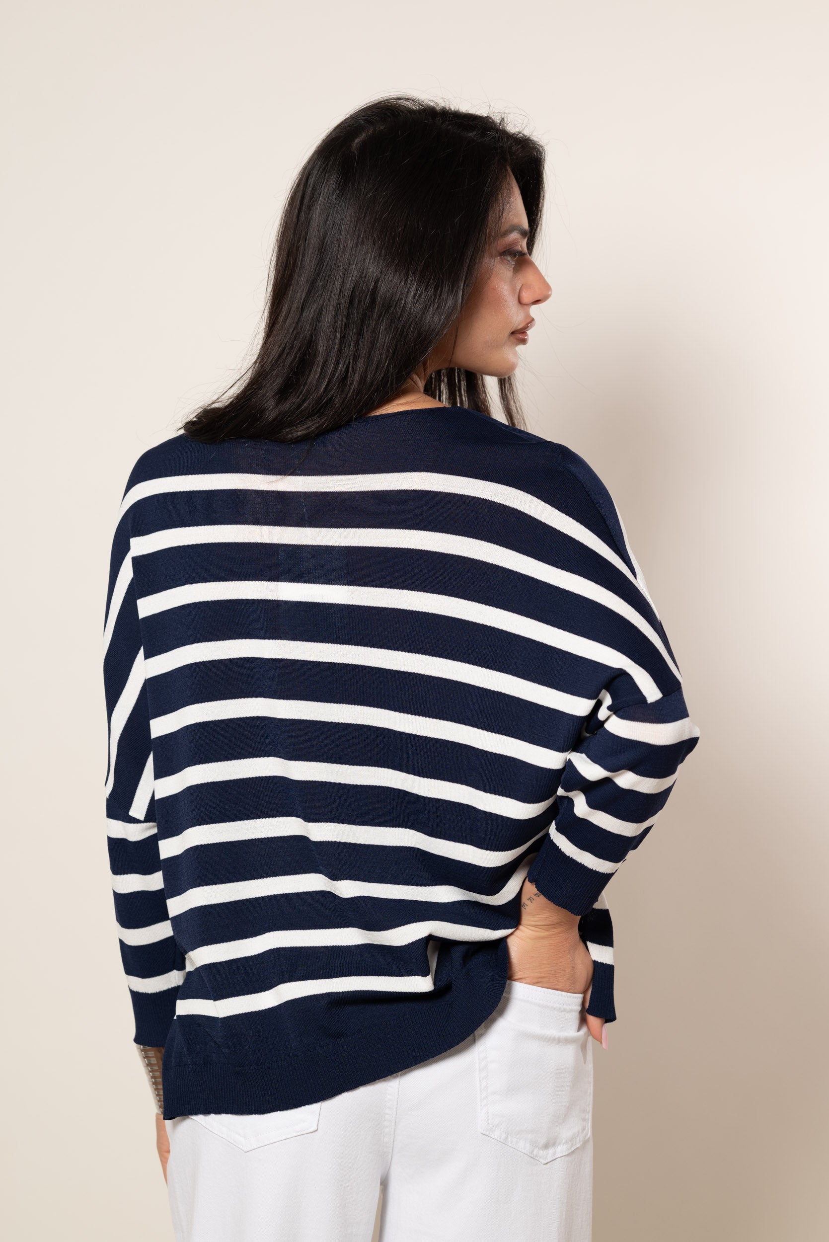 Maglia V Stripe|Colore:Blu