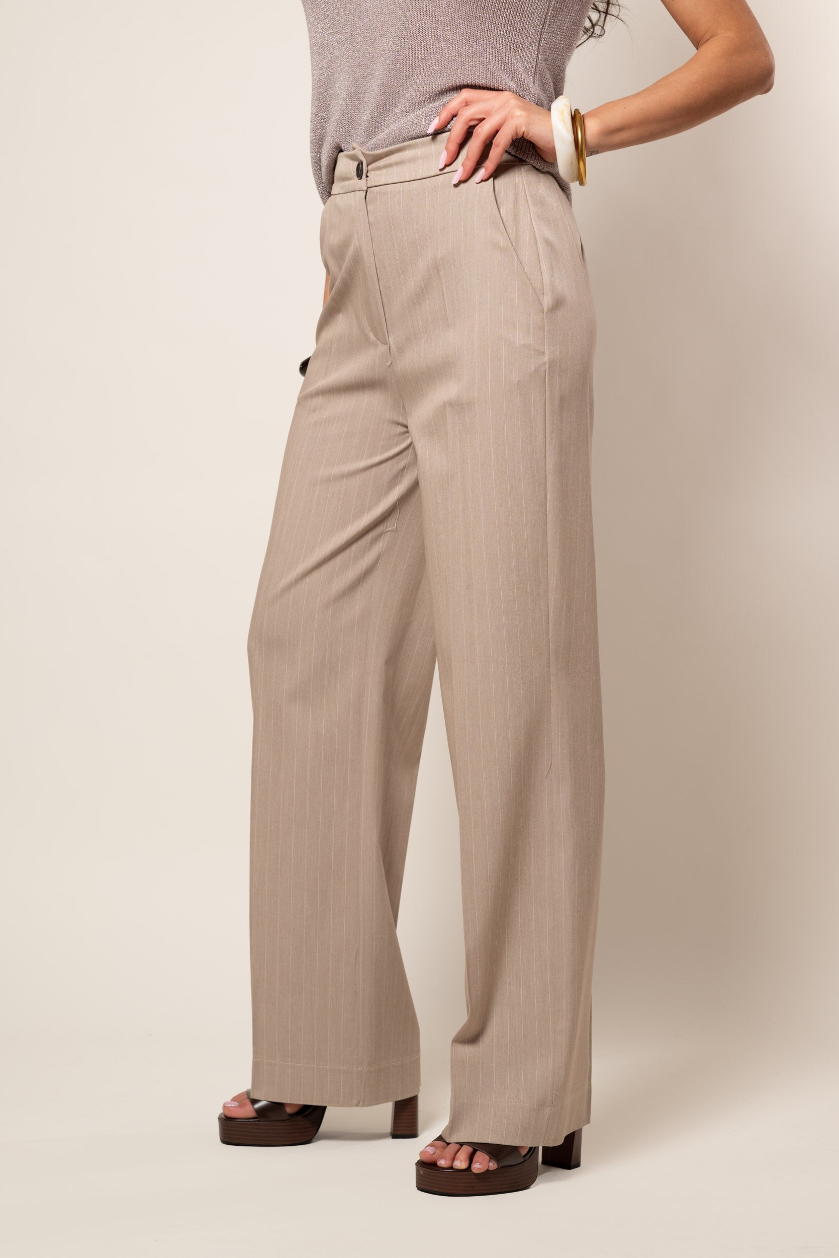 Pantalone Gessato |Colore:Cappuccino