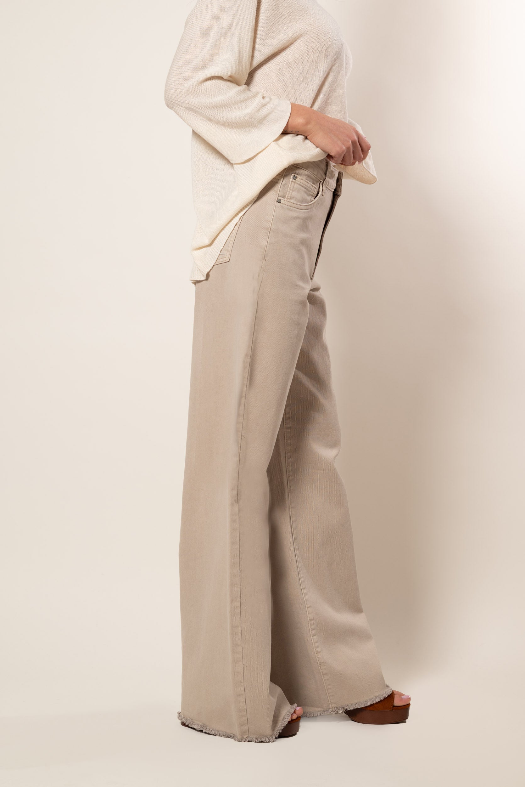 Jeans colorato wide leg|Colore:Sabbia