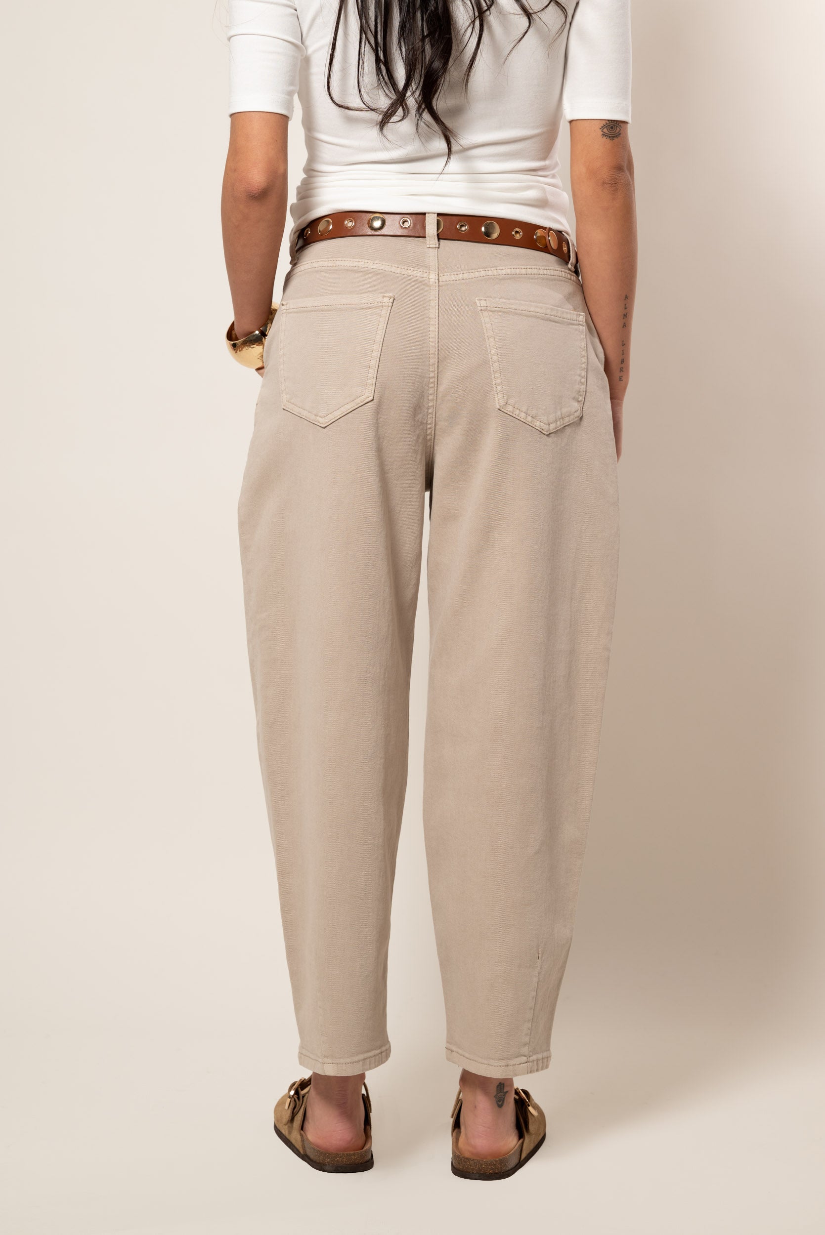 Jeans Ballon con Pinces|Colore:Sabbia