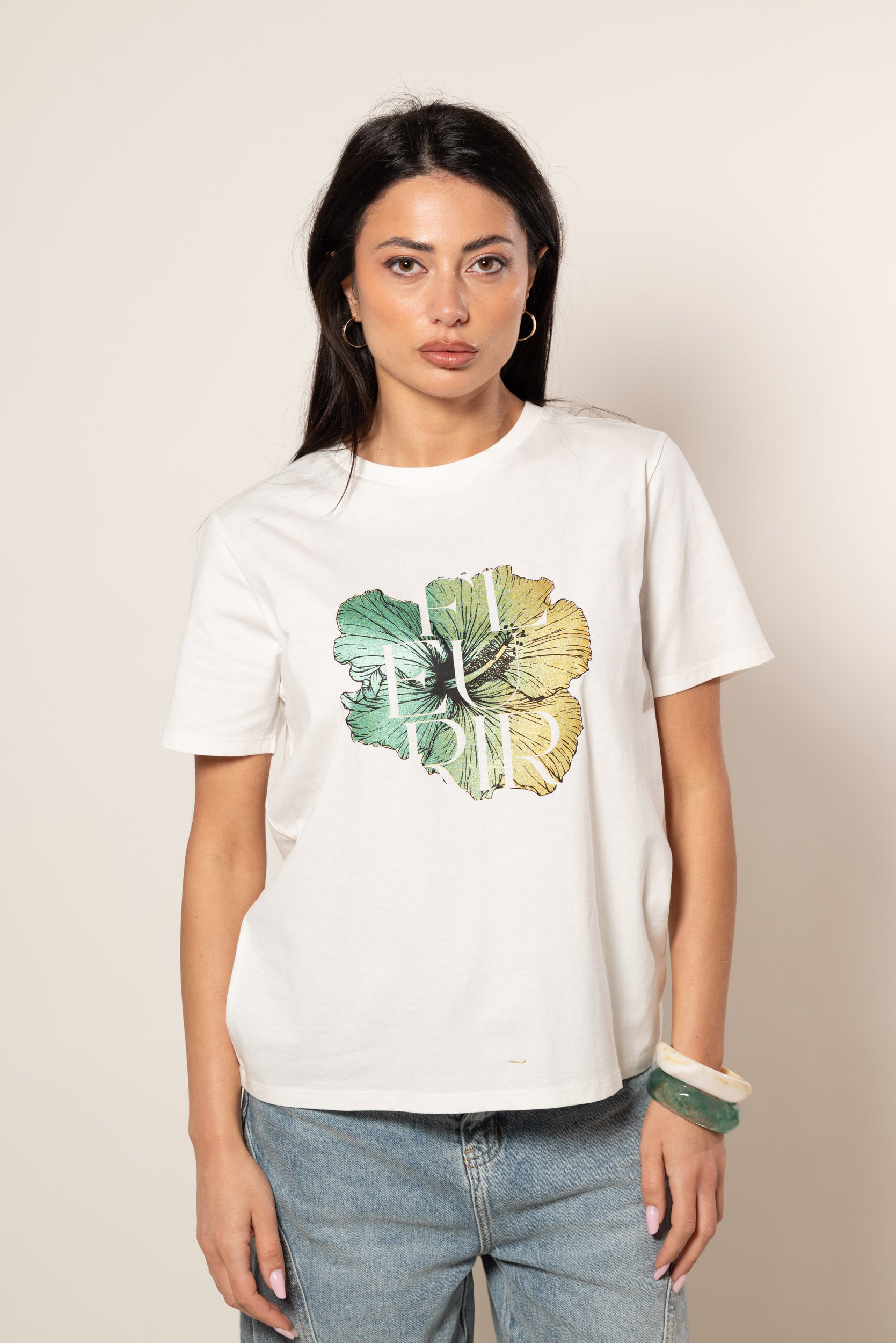 T shirts Hbiscus|Colore:Bianco latte