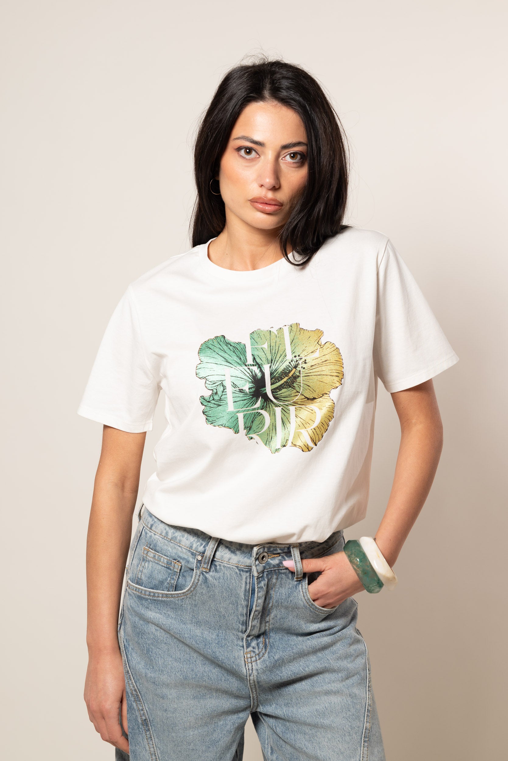 T shirts Hbiscus|Colore:Bianco latte