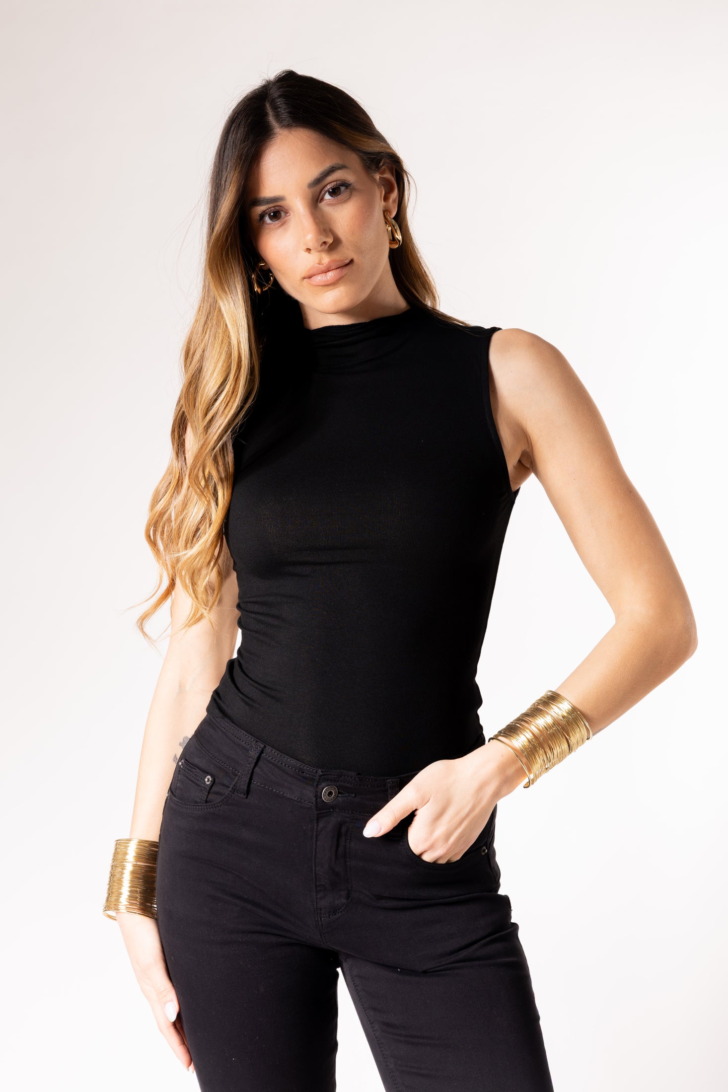 Top Lea Giromanica|Colore:Nero
