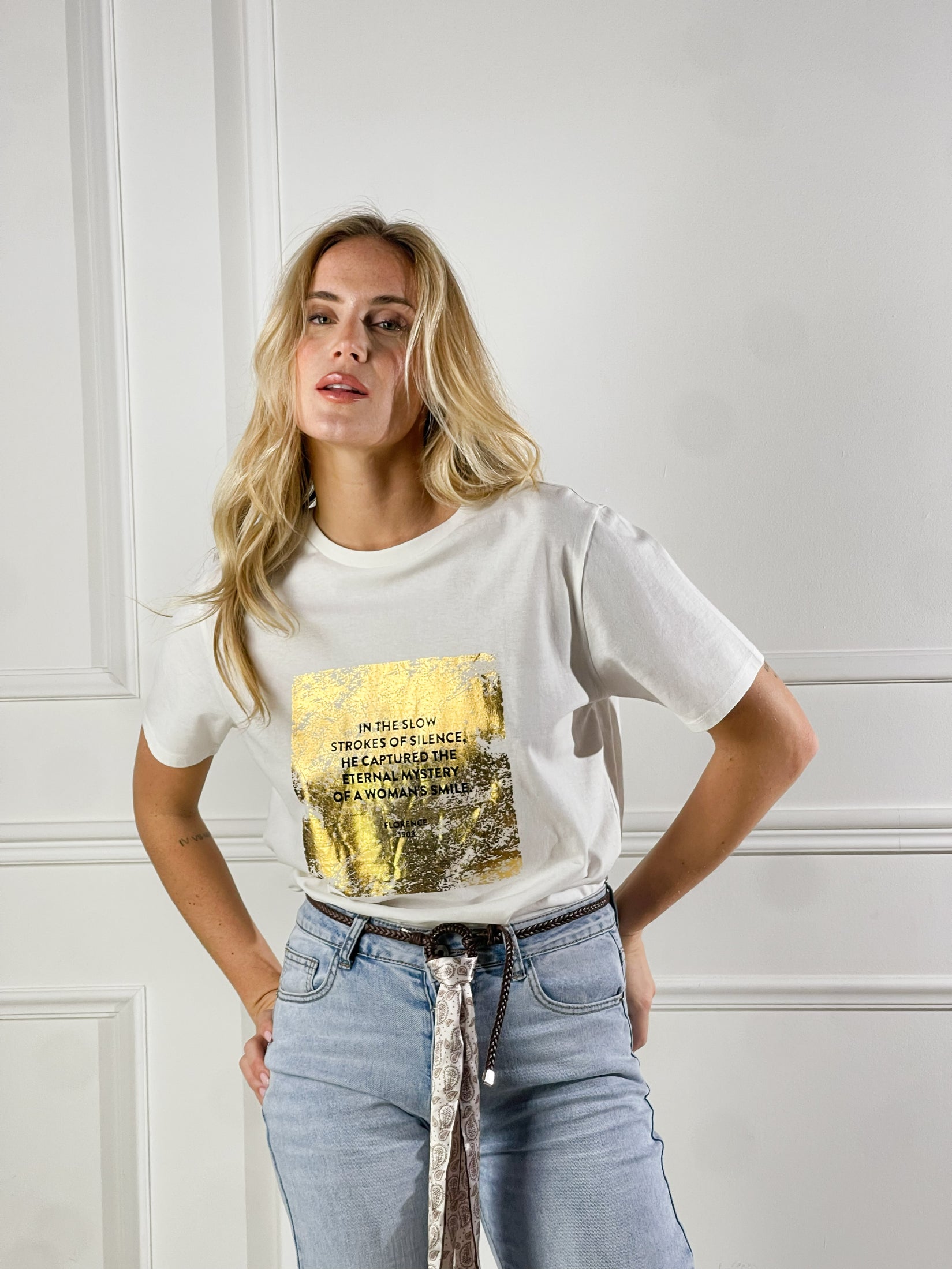 T -Shirt The slow|Colore:Bianco latte