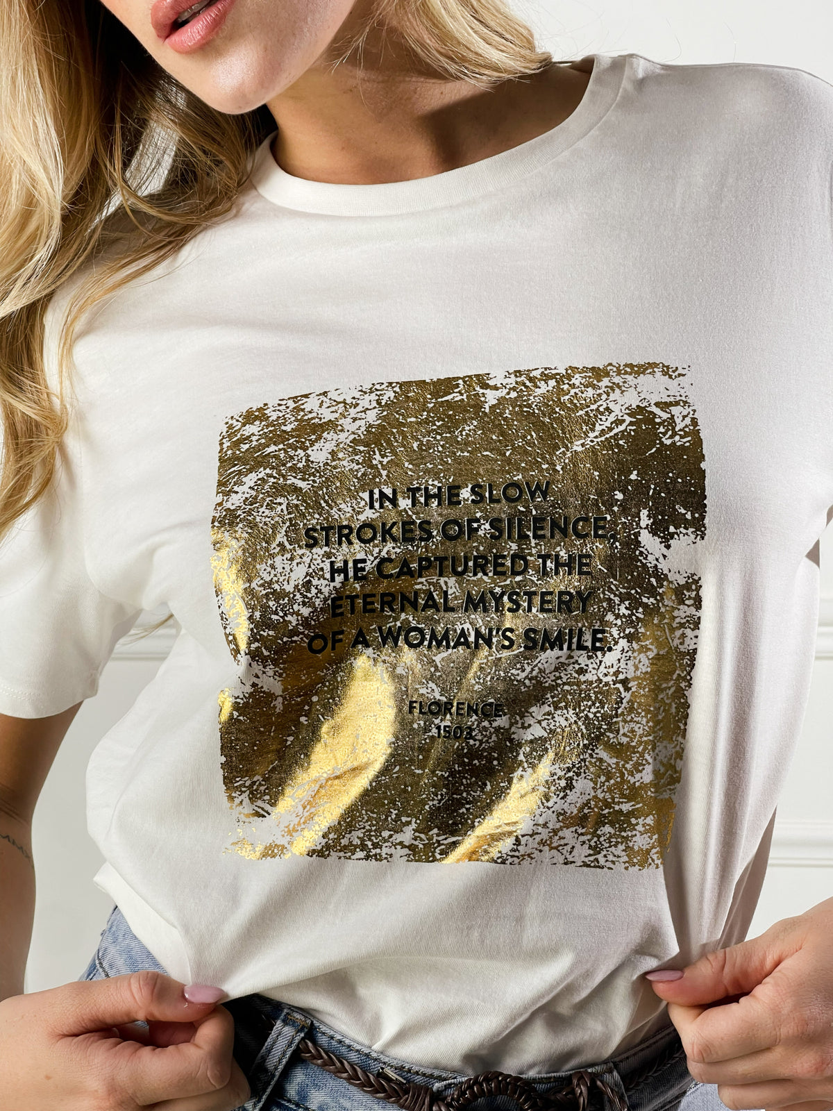 T -Shirt The slow|Colore:Bianco latte