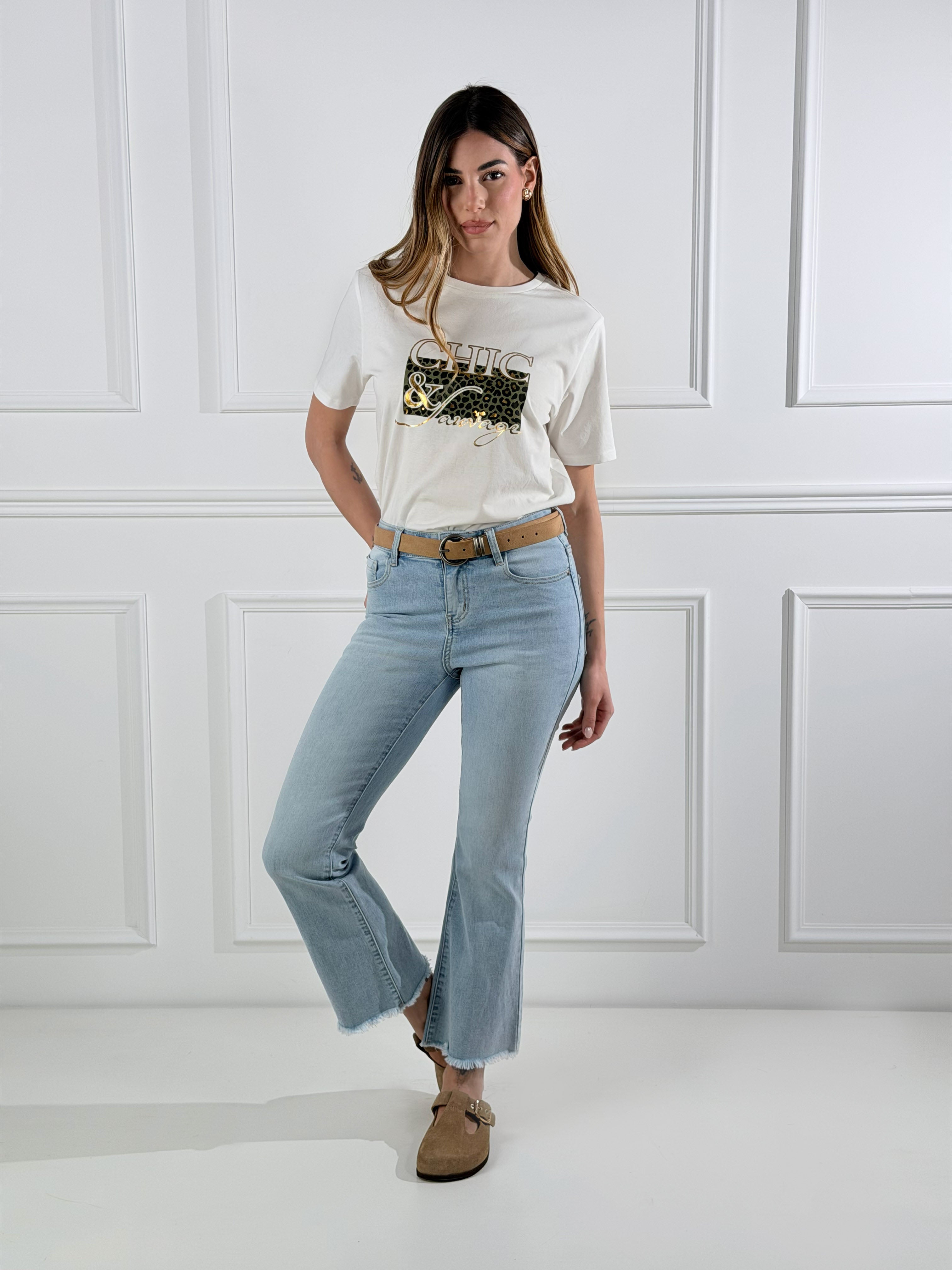 T-Shirt Chic|Colore:Bianco/salvia