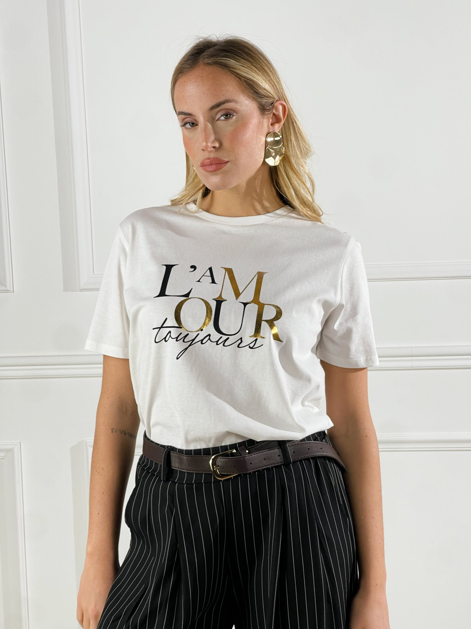 T-Shirt Chic|Colore:Bianco/oro
