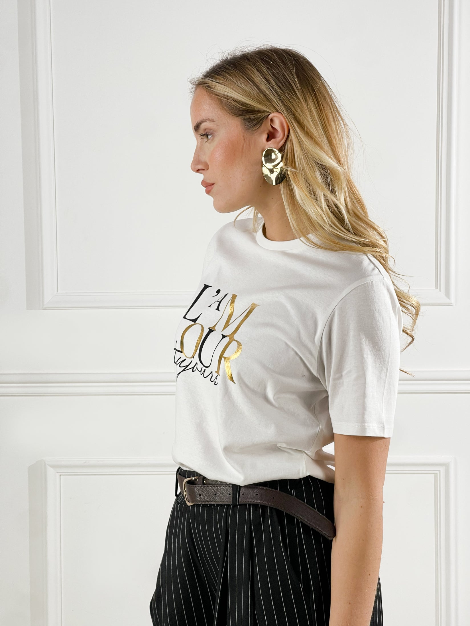 T-Shirt Chic|Colore:Bianco/oro