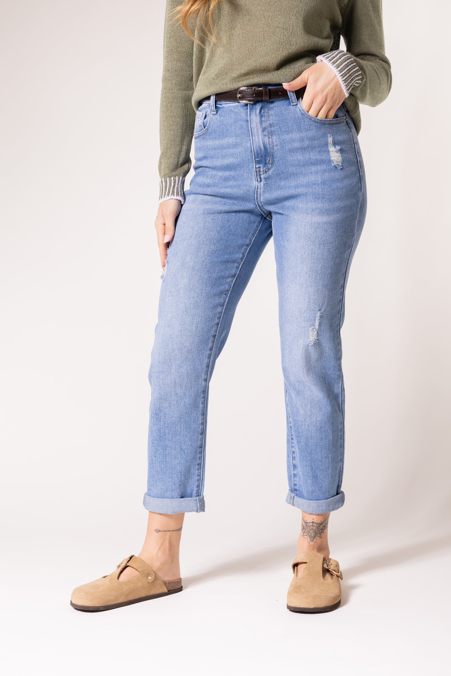 Jeans Mom fit|Colore:Blu medio