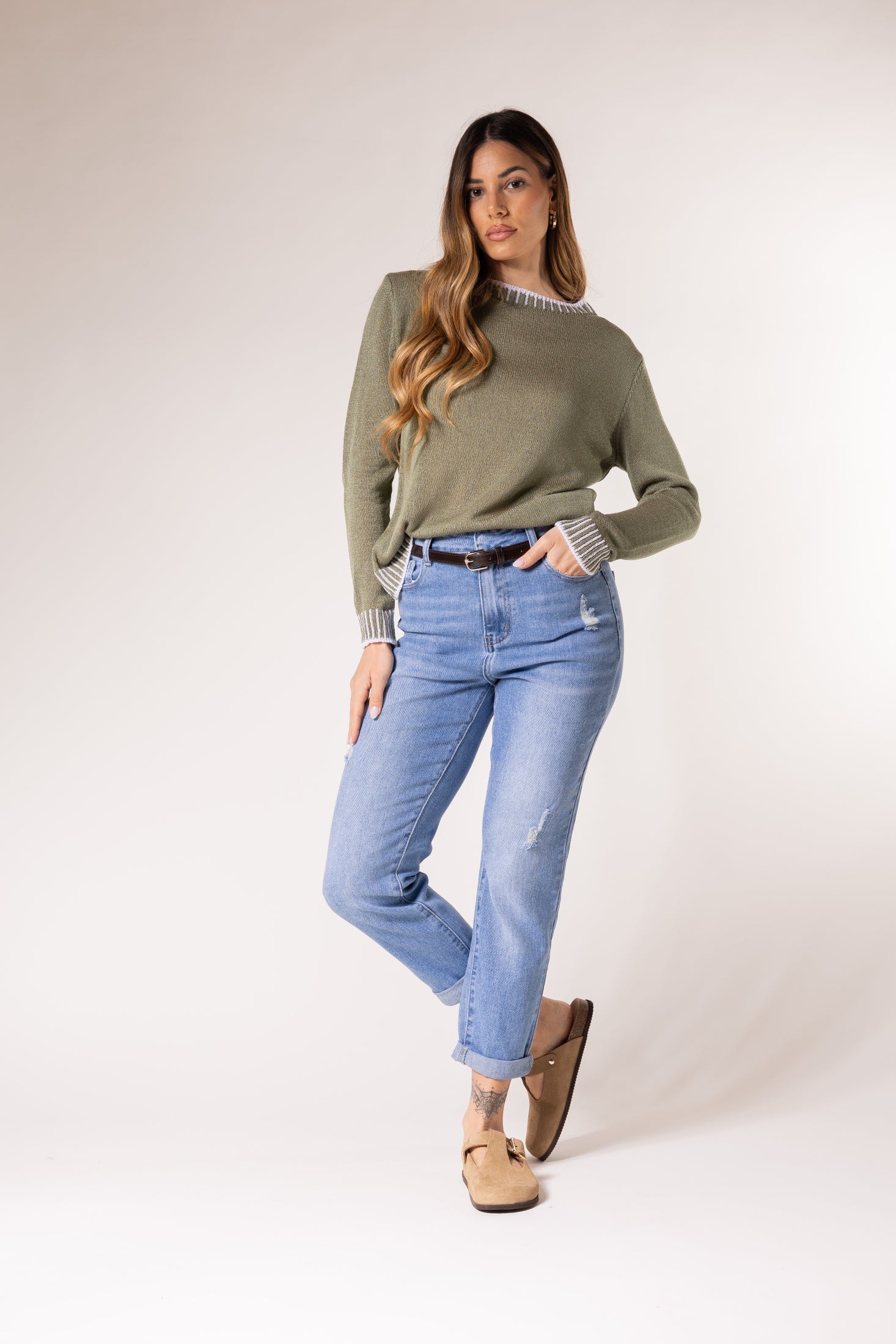 Jeans Mom fit|Colore:Blu medio