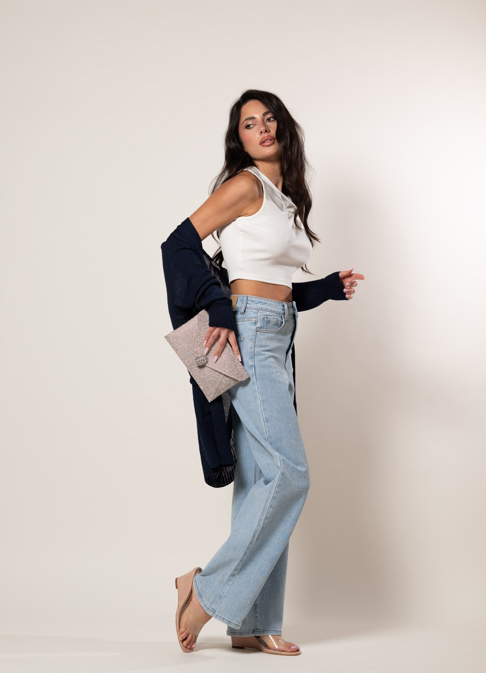 Cardigan Perlato|Colore:Blu