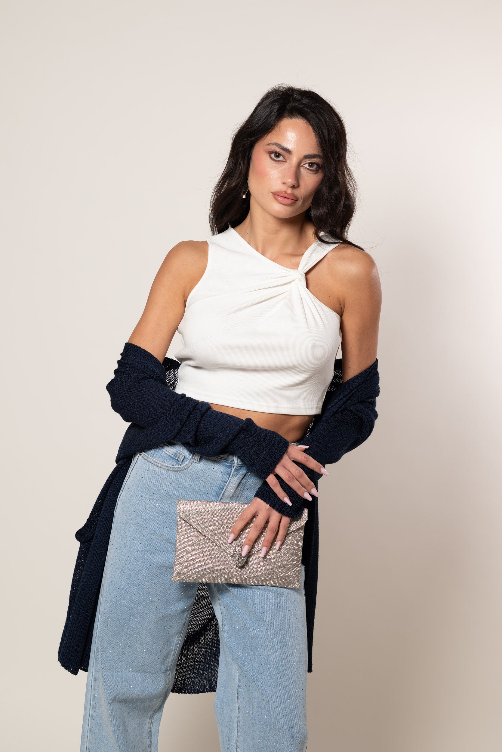 Cardigan Perlato|Colore:Blu