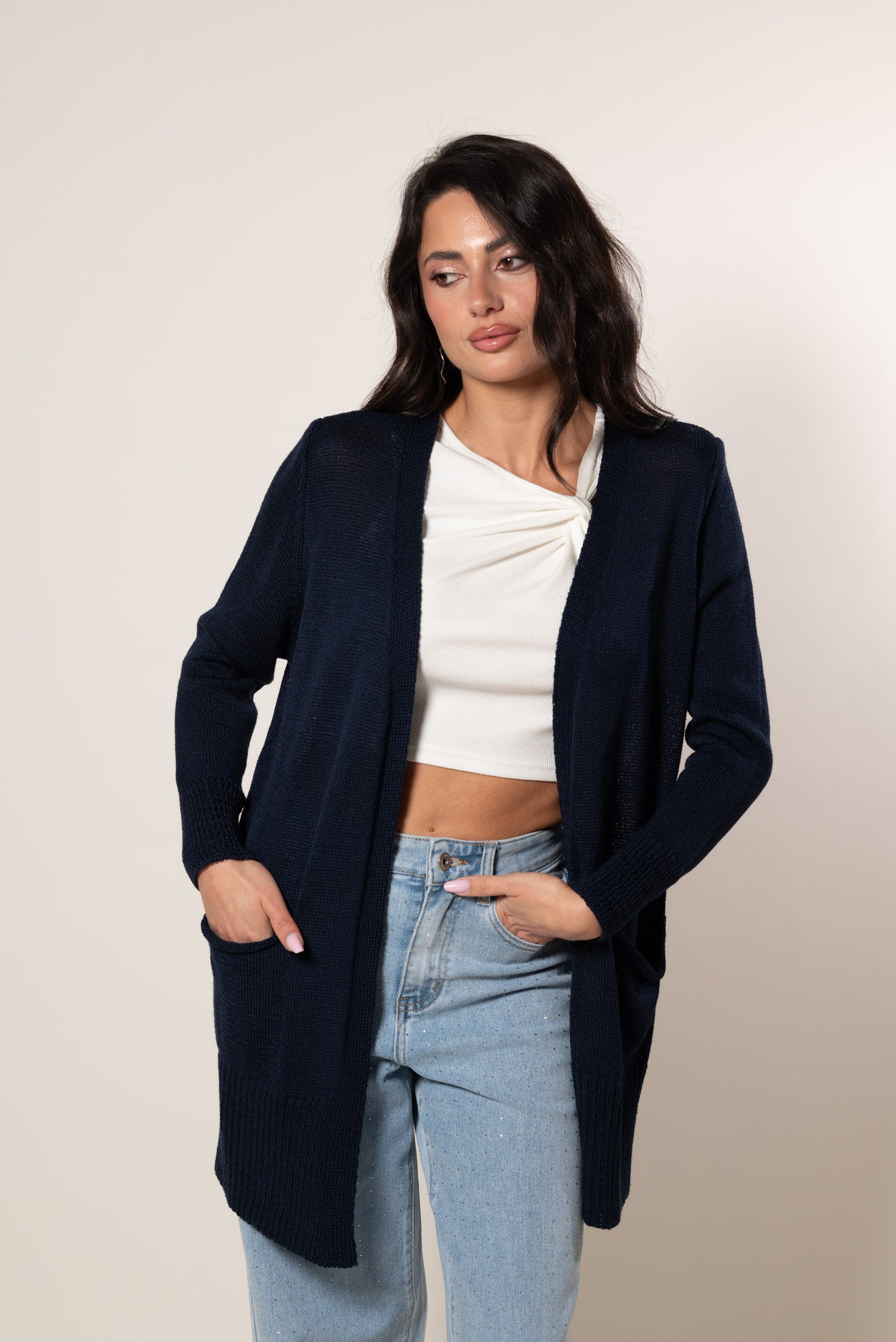 Cardigan Perlato|Colore:Blu
