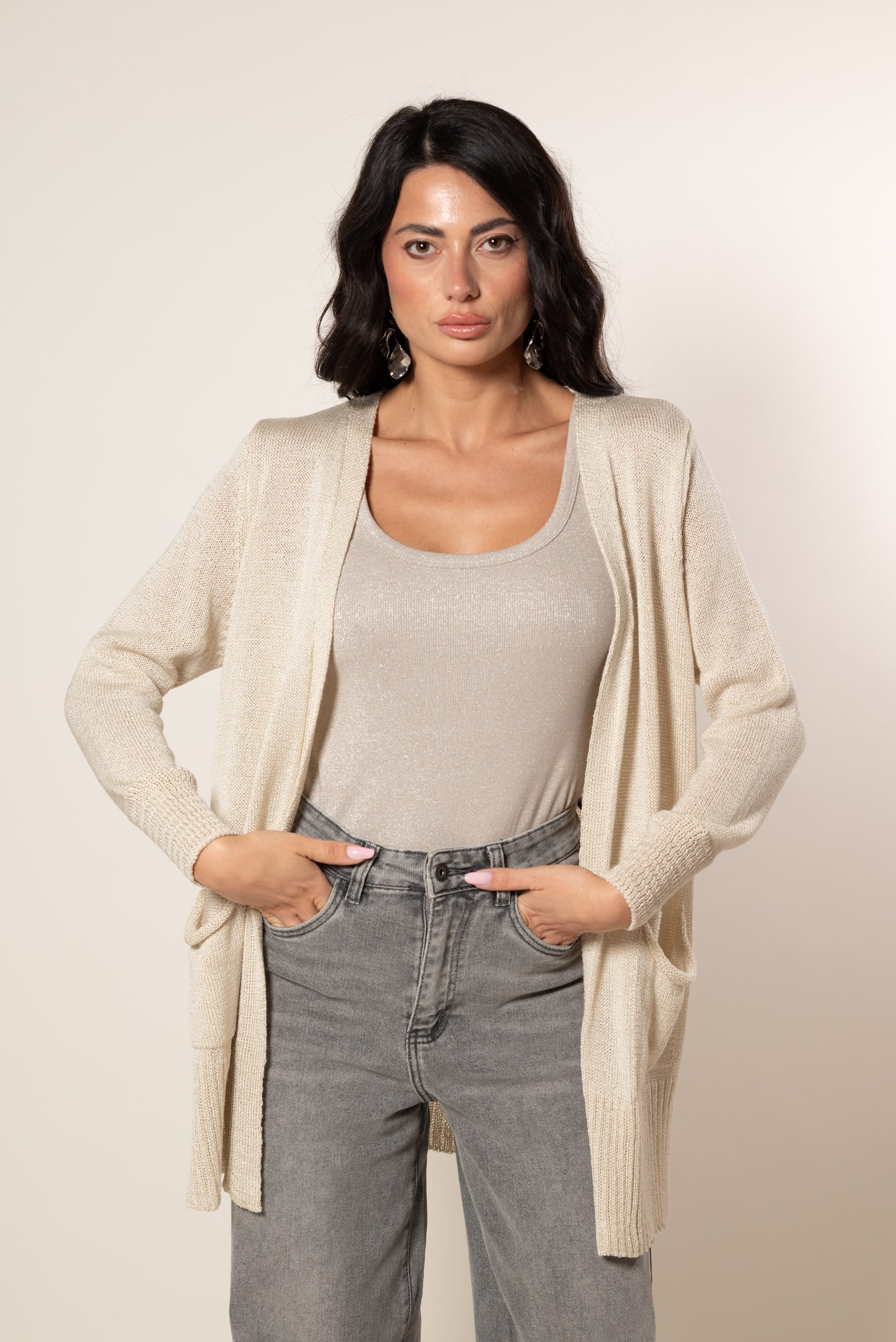 Canotta Lurex|Colore:Beige
